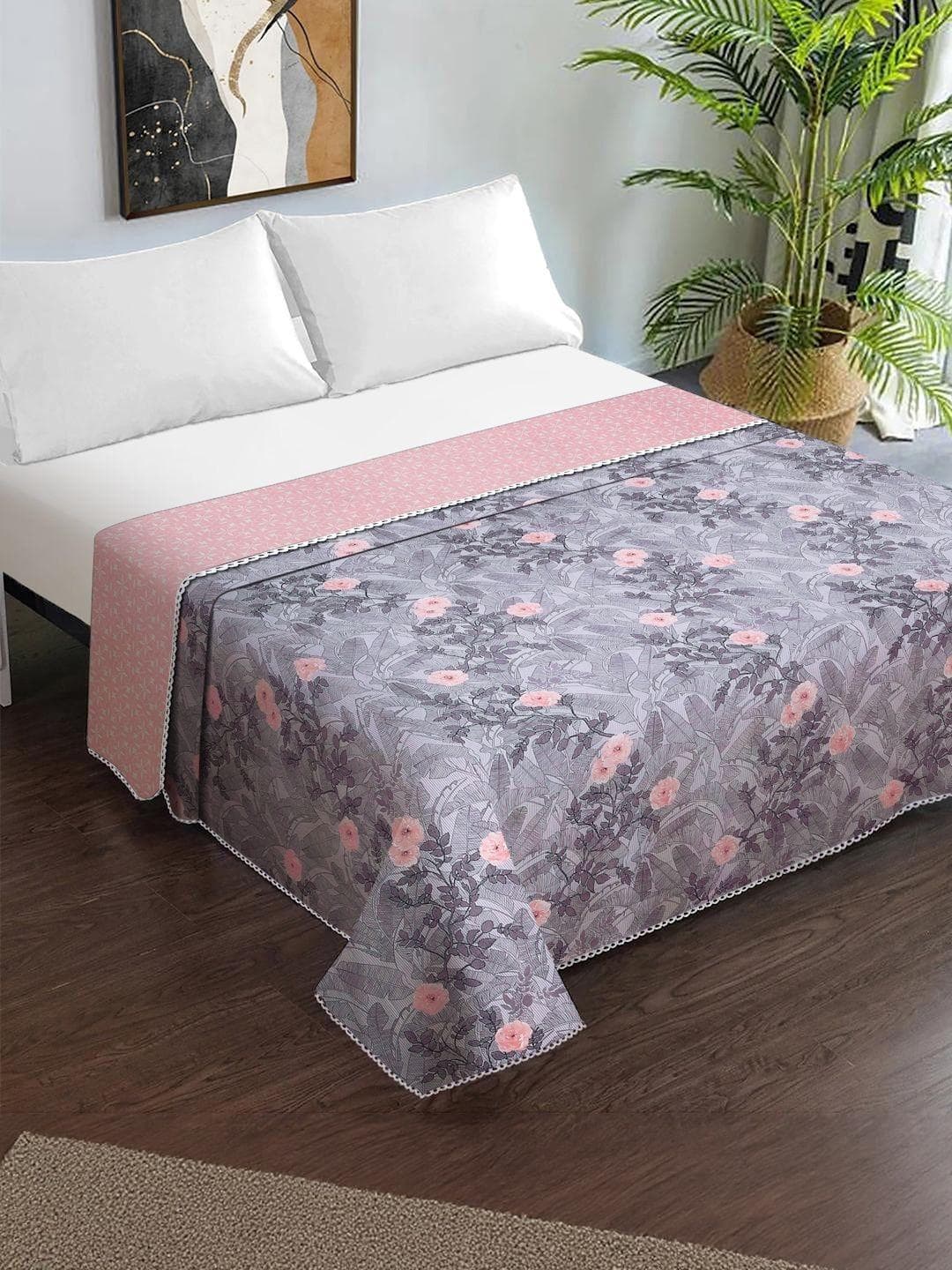 Buy KLOTTHE Blue & Pink Floral Printed Lightweight 150 GSM Double Bed Dohar - - Home for Unisex