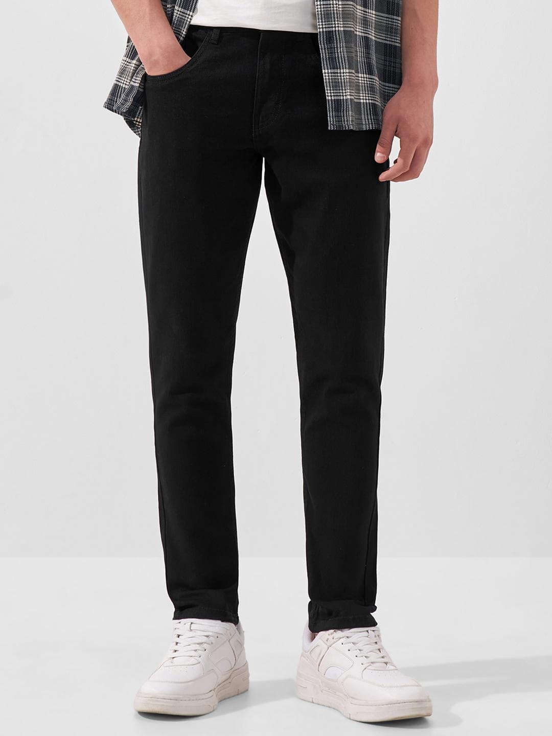 HIGHLANDER Men Black Skinny Fit Mid-Rise Clean Look Jeans