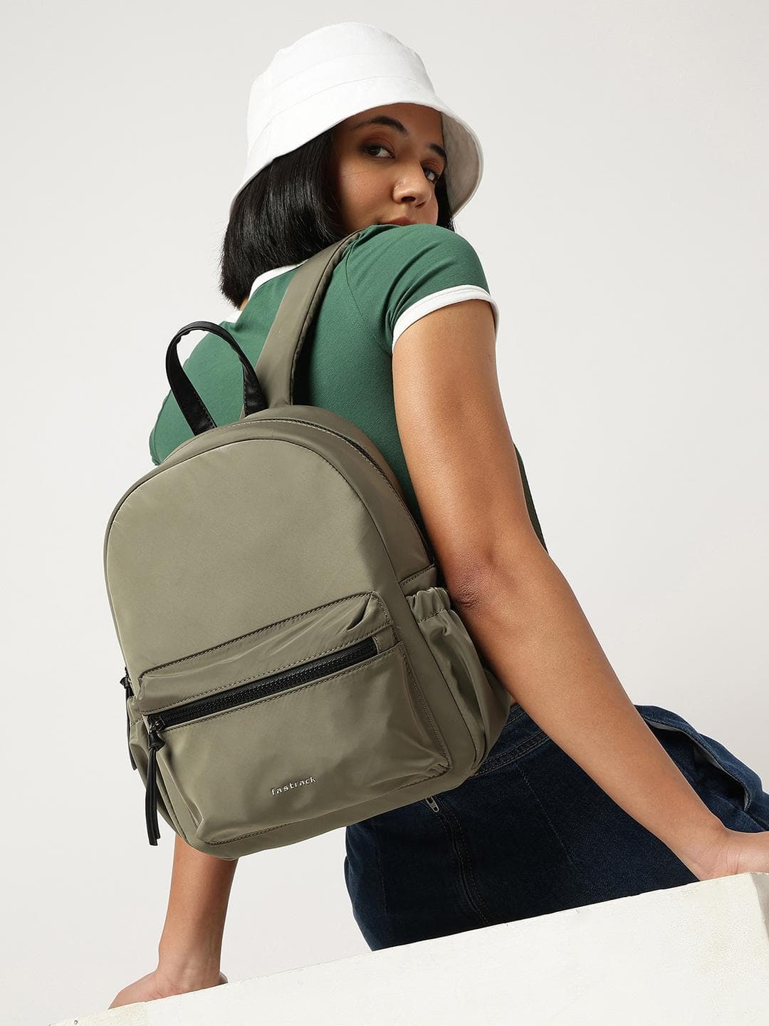 Fastrack Women Olive Snap Pack Backpack