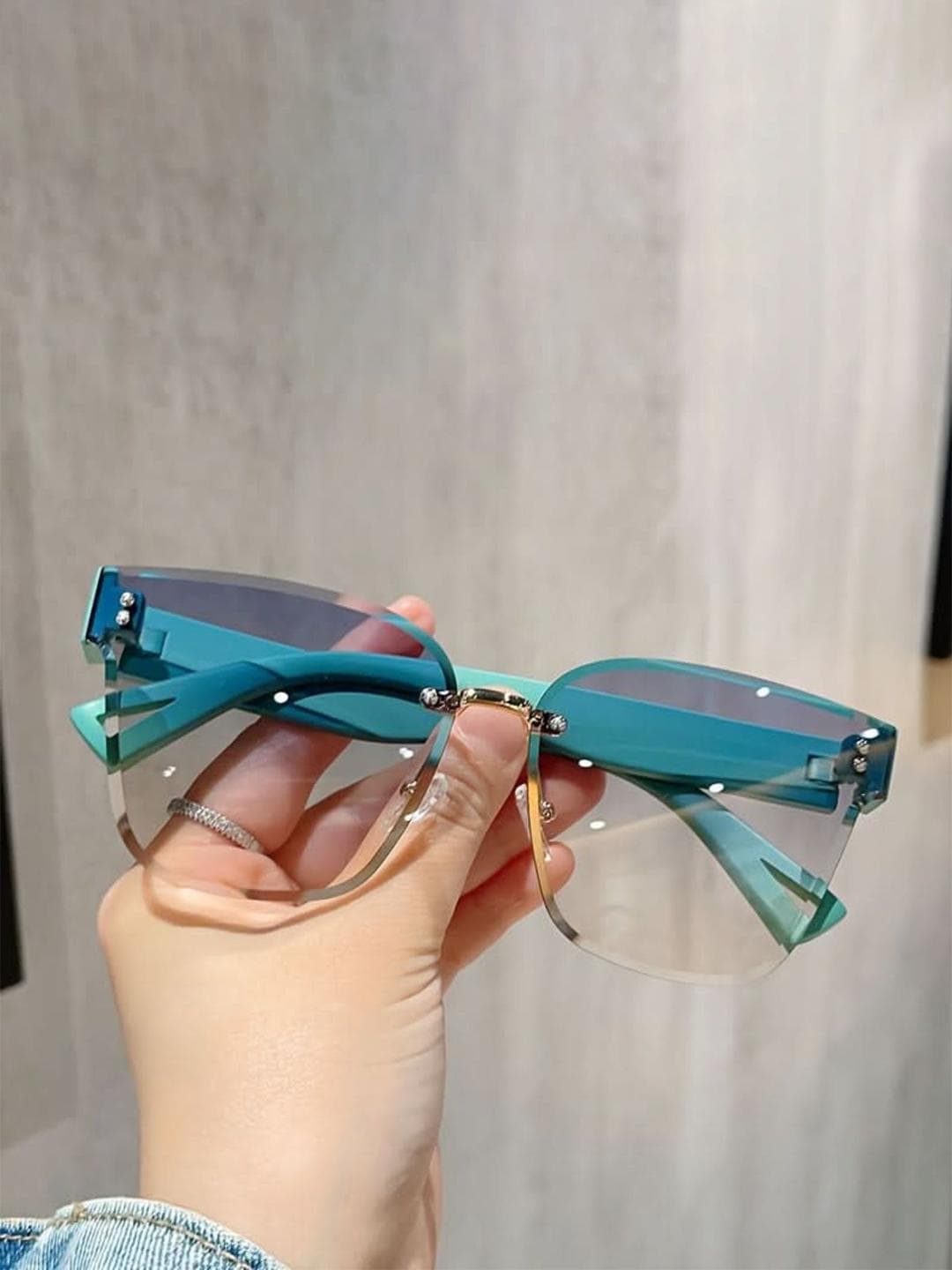 Buy OUDI Women Blue Lens & Blue Square Sunglasses OUGLA_723831914657 - - Accessories for Women