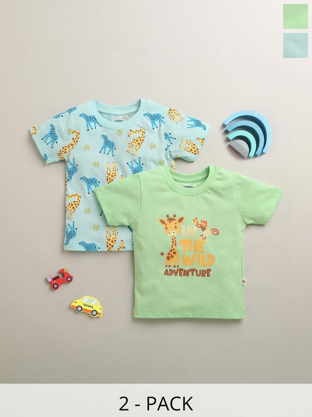 BUMZEE Boys Green Cotton Tshirts