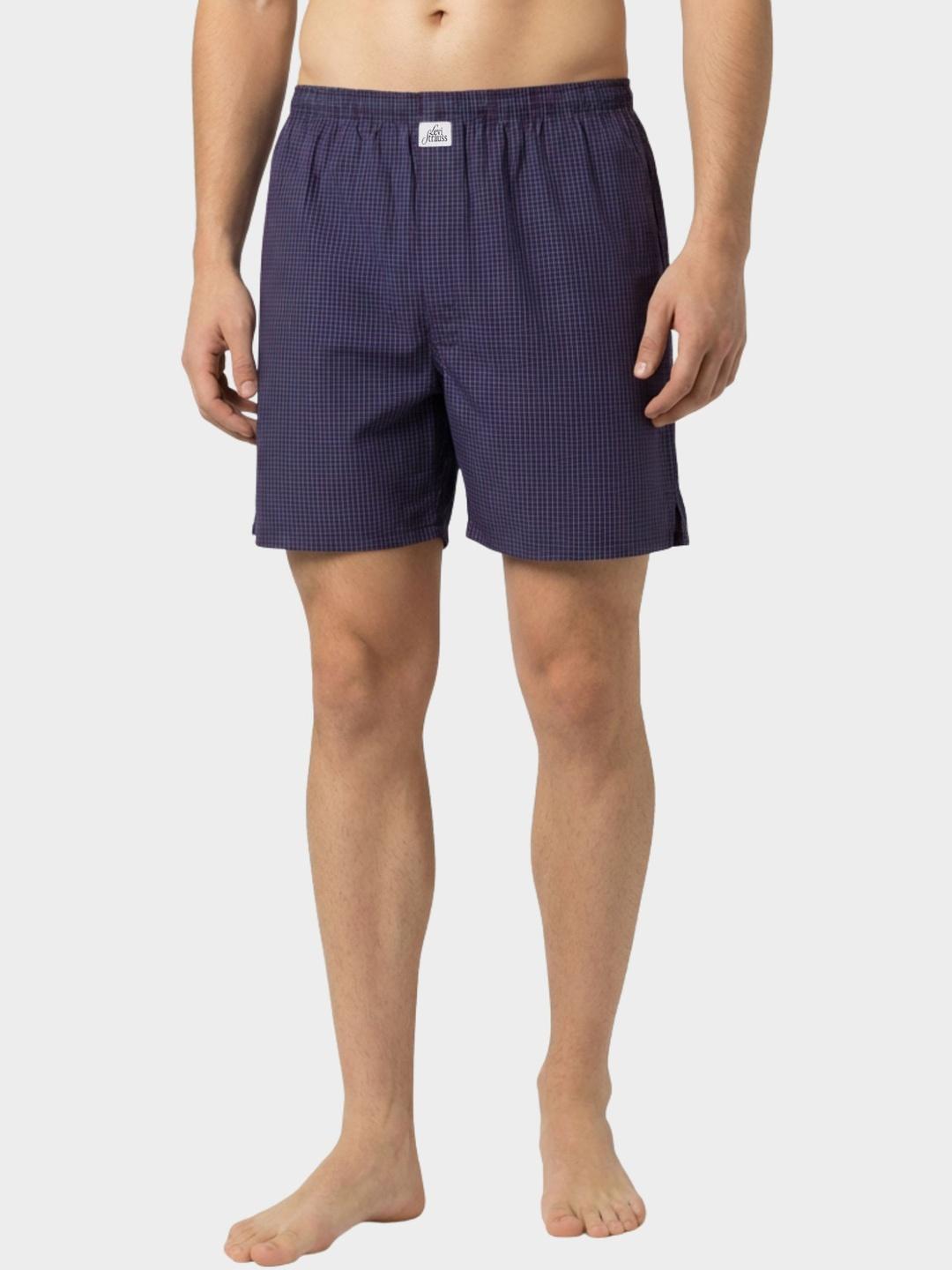 Buy Levis 075 Men Regular Fit Checked Woven Cotton Boxer Shorts With Back Pocket - - Apparel for Men