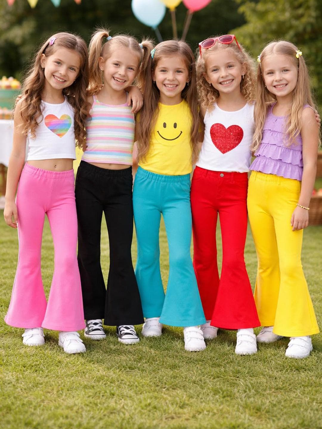 FAZZA Girls Pack Of 5 Cotton Flared Leggings