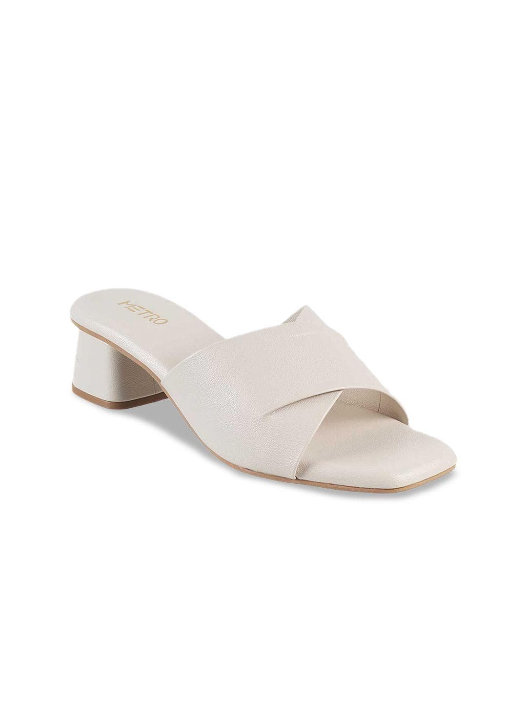Metro Open Toe Beige Comfort Block Heels