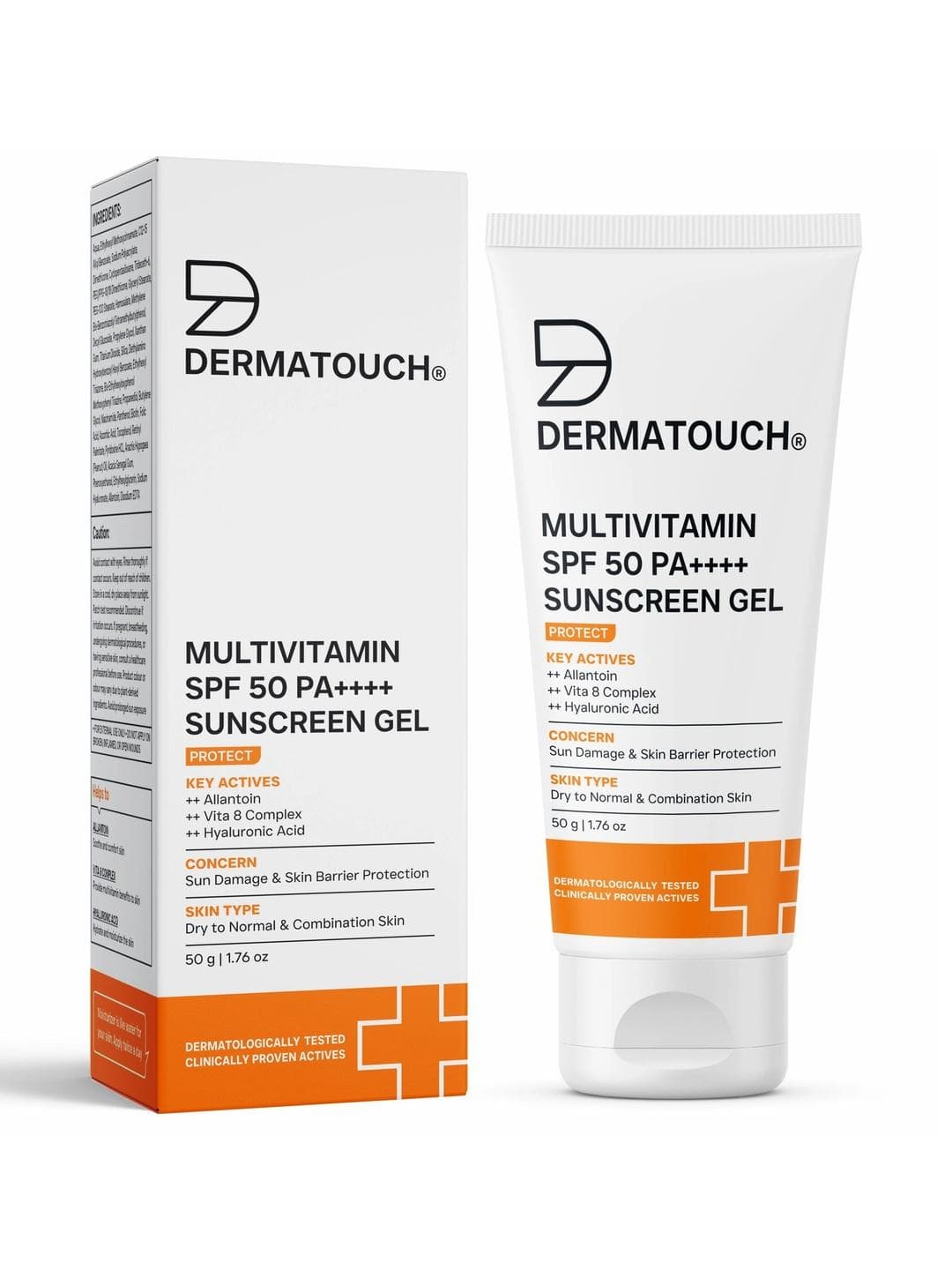 Dermatouch Multivitamin SPF 50 PA+++ Sunscreen Gel with Allantoin & Hyaluronic Acid - 50g