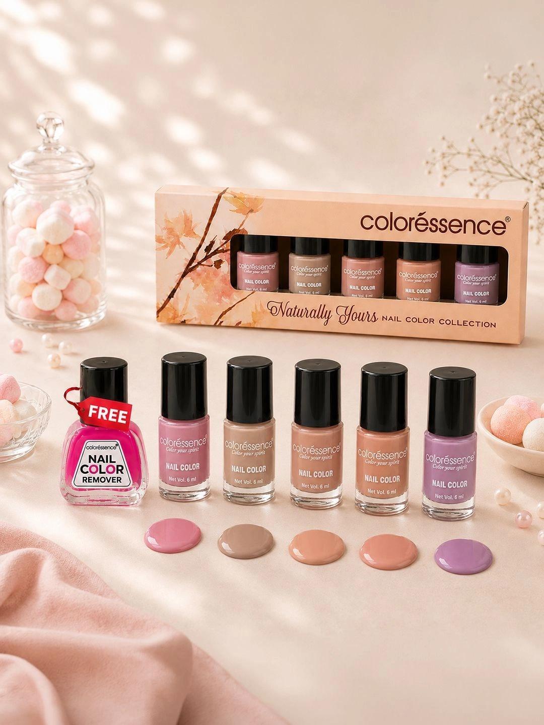 Buy Coloressence Set Of 5 Naturally Yours Quick Dry Nail Paint With Remover 6 Ml Each - - Personal Care for Women