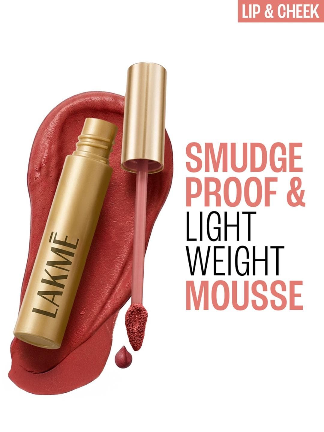 Lakme Double Duty 2 in1 Lip & Cheek Mousse Matte Lipstick & Soft Blush 9g - Coca Soft