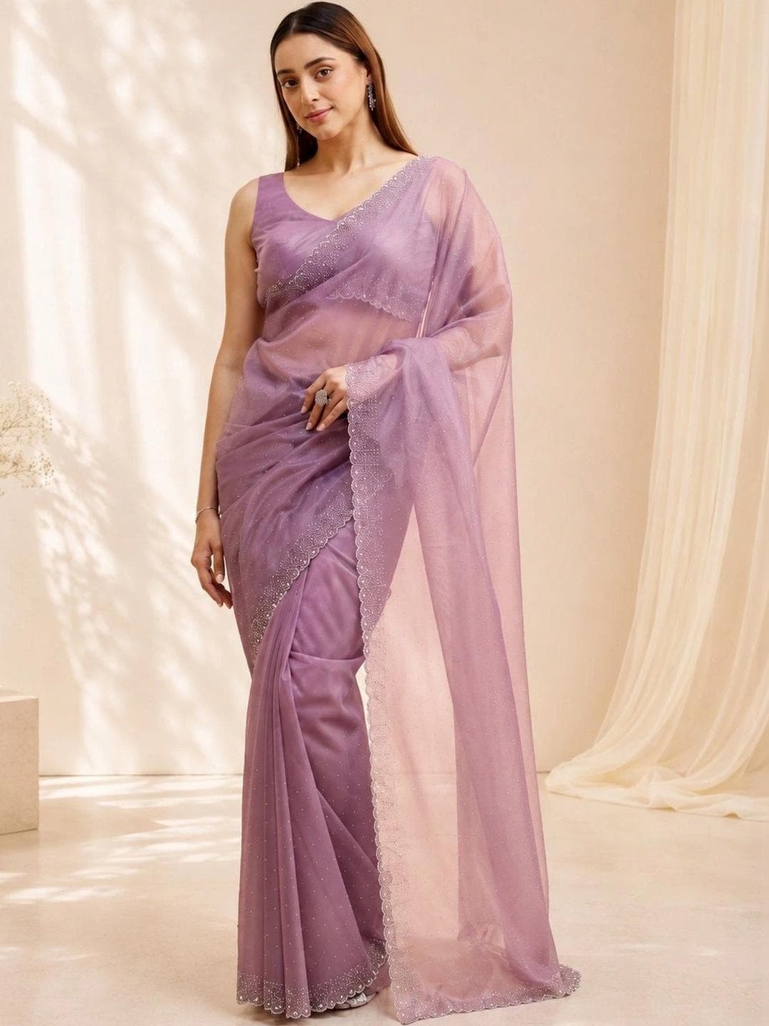 kasee Embellished Embroidered Supernet Saree
