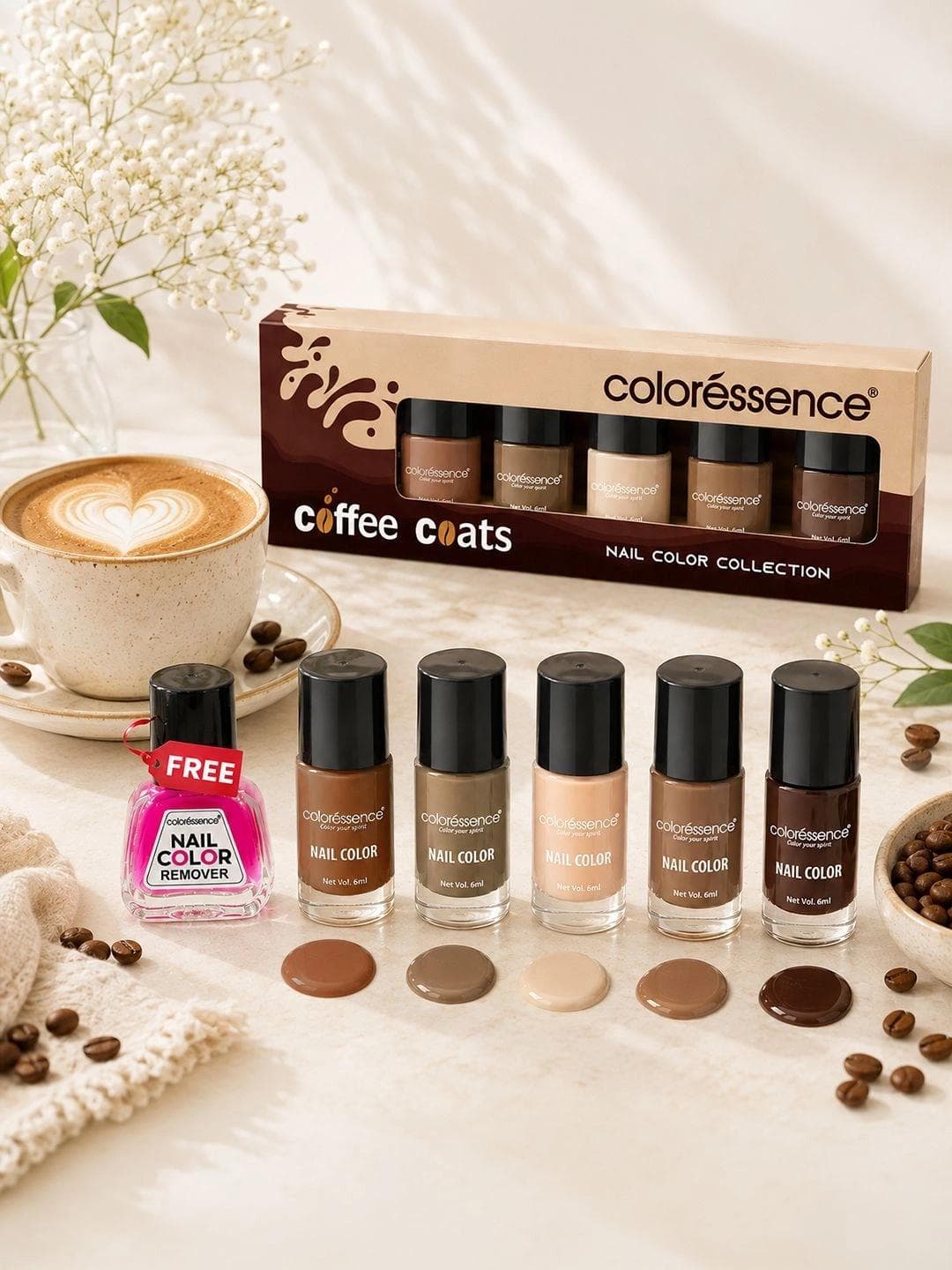 Buy Coloressence Set Of 6 Coffee Coats Quick Nail Color Collection 6ml Each - - Personal Care for Women