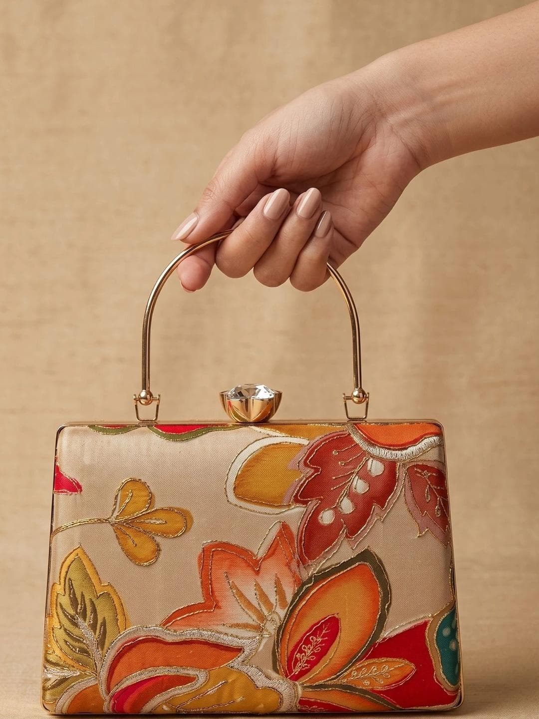 Anouk Embroidered Embellished Box Clutch