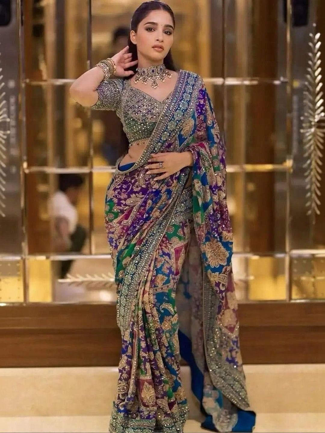 Saanvi Embroidered Poly Crepe Saree