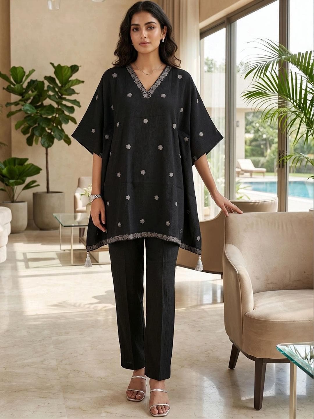 SZN Silk Embroidered Tunic with Trousers