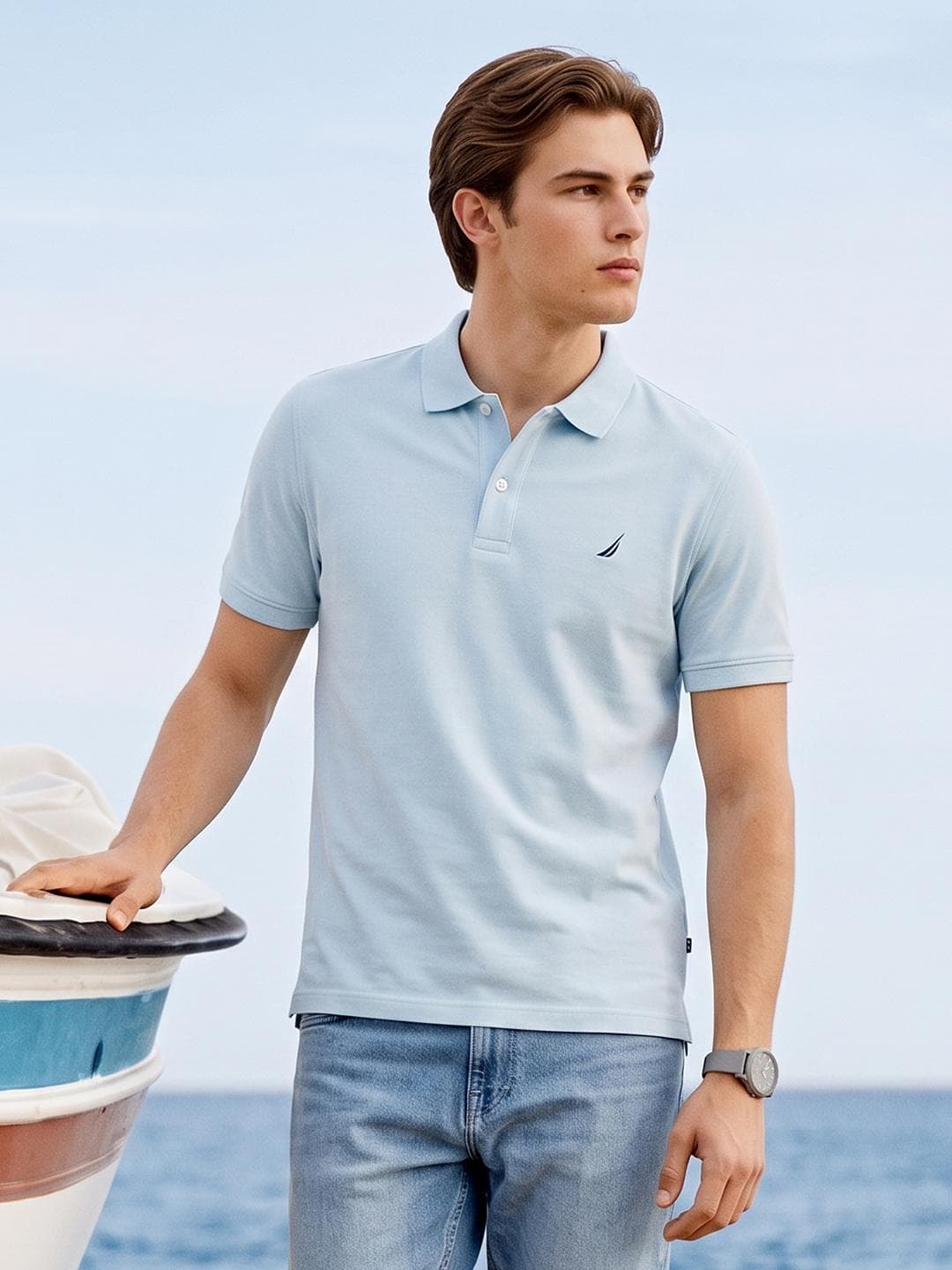 Nautica Polo Collar Pure Cotton T-shirt
