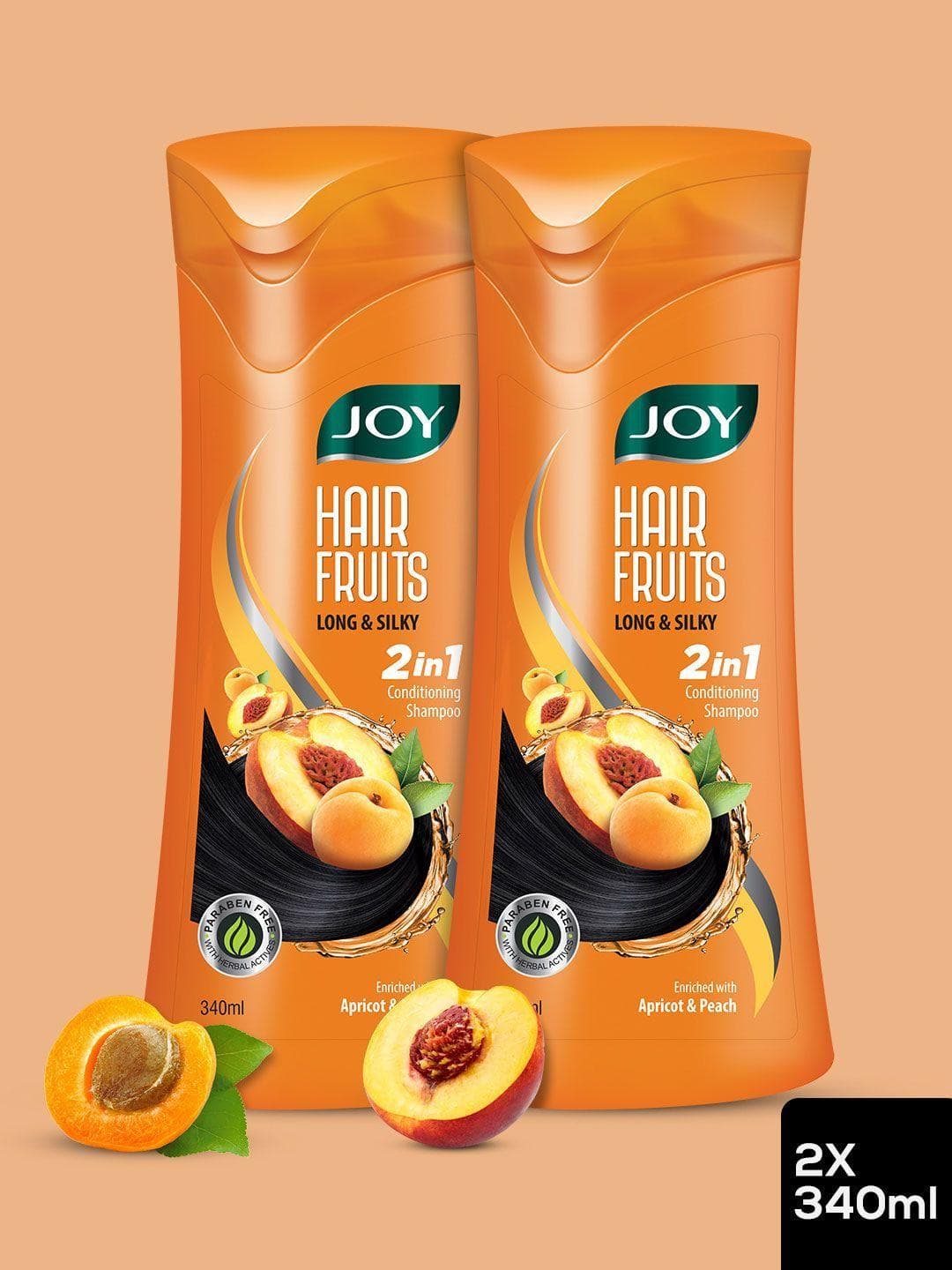 Buy JOY Set Of 2 Apricot & Peach Conditioning Shampoo For Long & Silky Hair 340ml Each - - Personal Care for Unisex