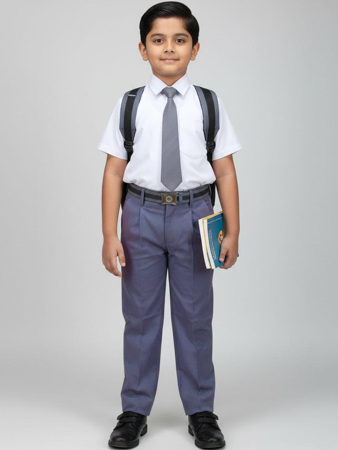 Cutiekins Boys Grey Solid Regular Fit School Uniform Trousers Pant