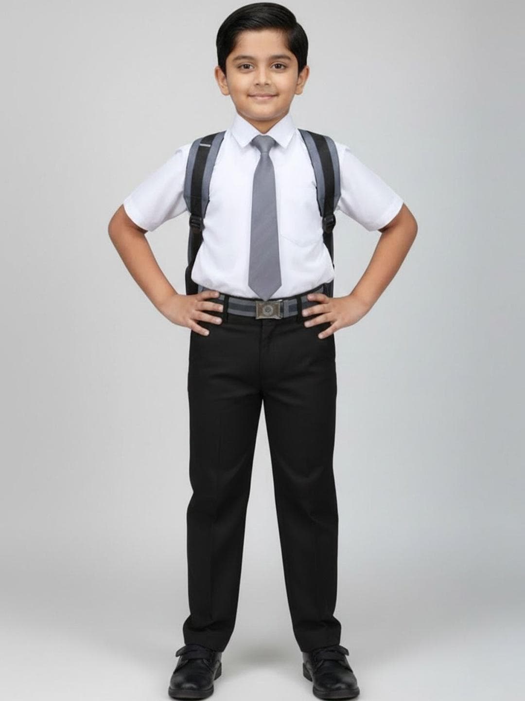 Cutiekins Boys Black Solid Regular Fit School Uniform Trousers Pant
