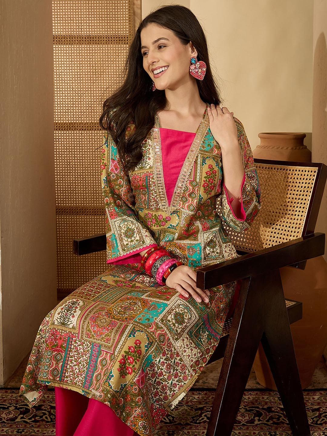 Youthnic Women Ethnic Motifs Printed Zardozi Kurta