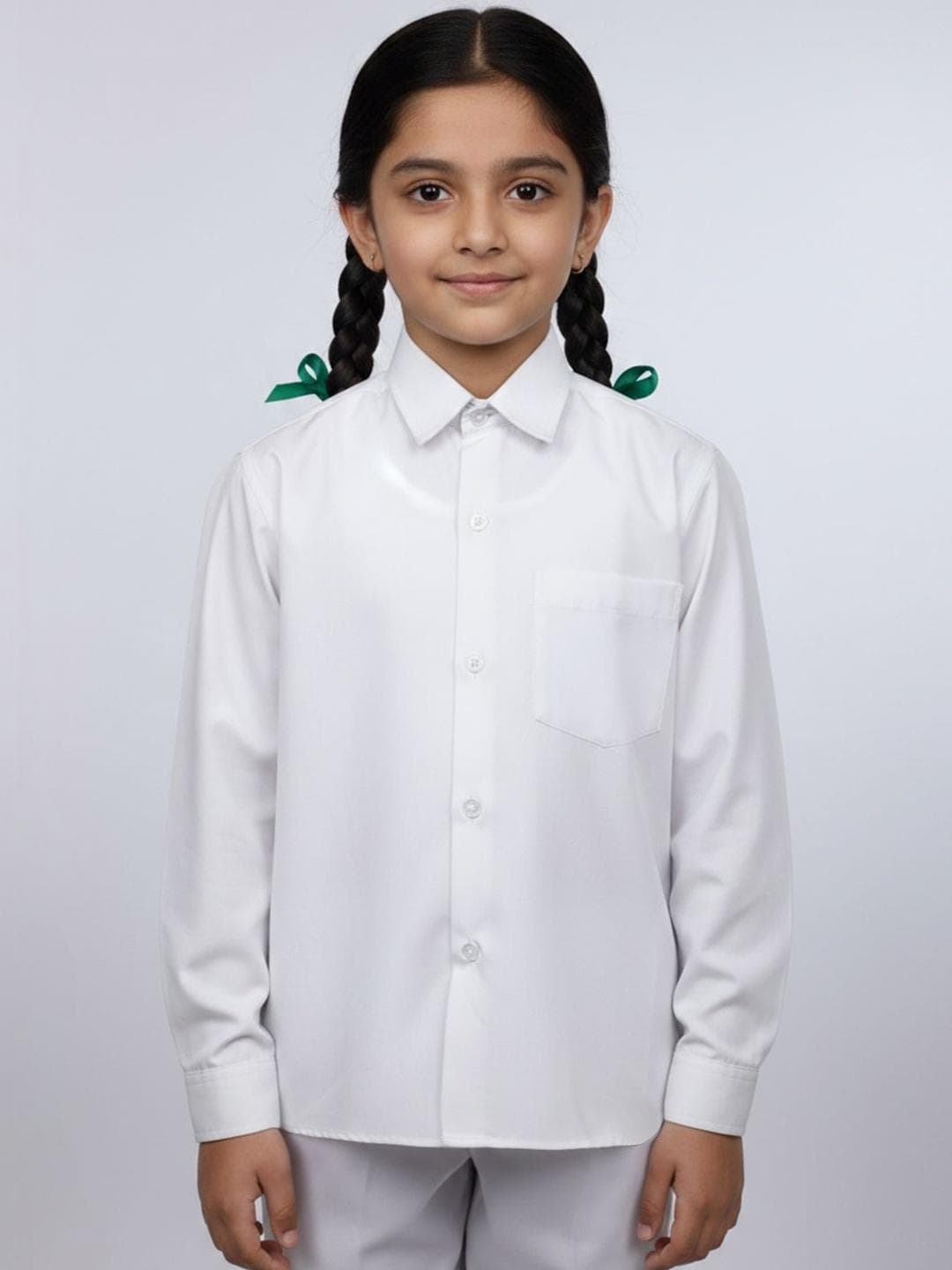 Cutiekins Girls White Full Sleeves Solid Cotton School Uniform Shirt