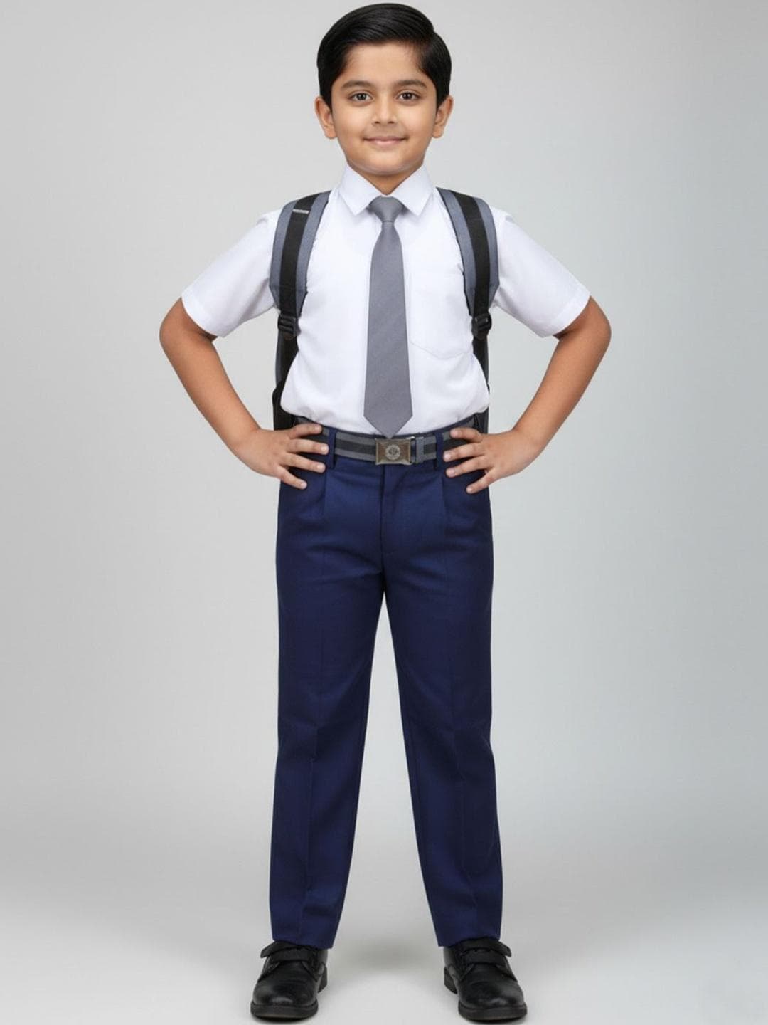Cutiekins Boys Navy Blue Solid Regular Fit School Uniform Trousers Pant