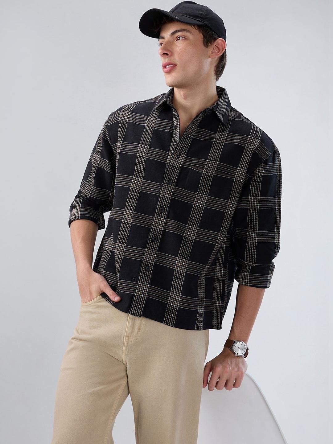 VASTRADO Men Classic Boxy Checked Casual Shirt
