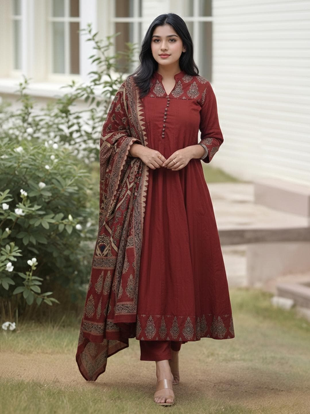 SZN Women Ethnic Motifs Printed Regular Kurta with Trousers & With Dupatta