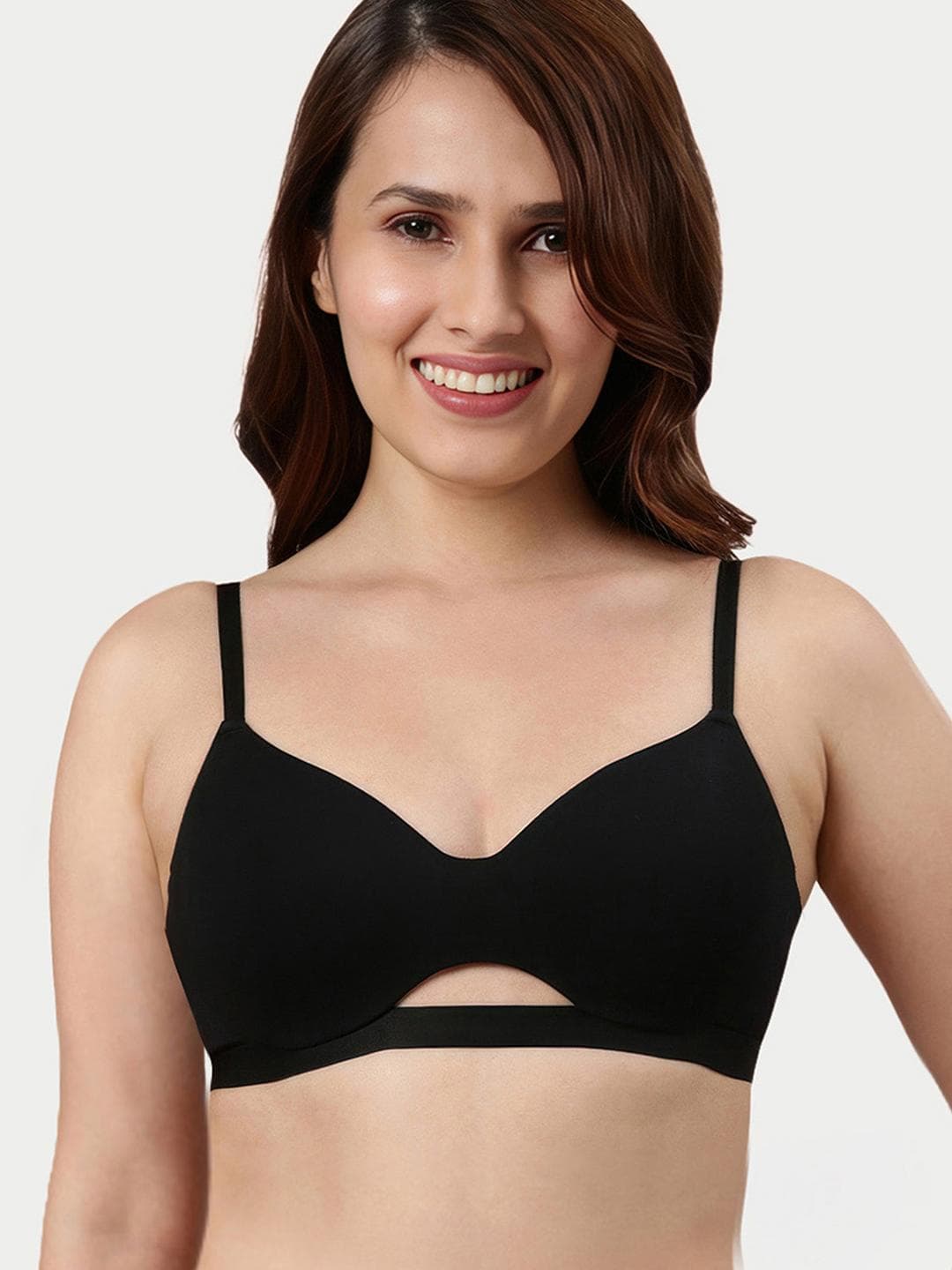 Enamor Padded Non Wired Medium Coverage Soft Cups & Invisi Neckline Cotton T-Shirt Bra