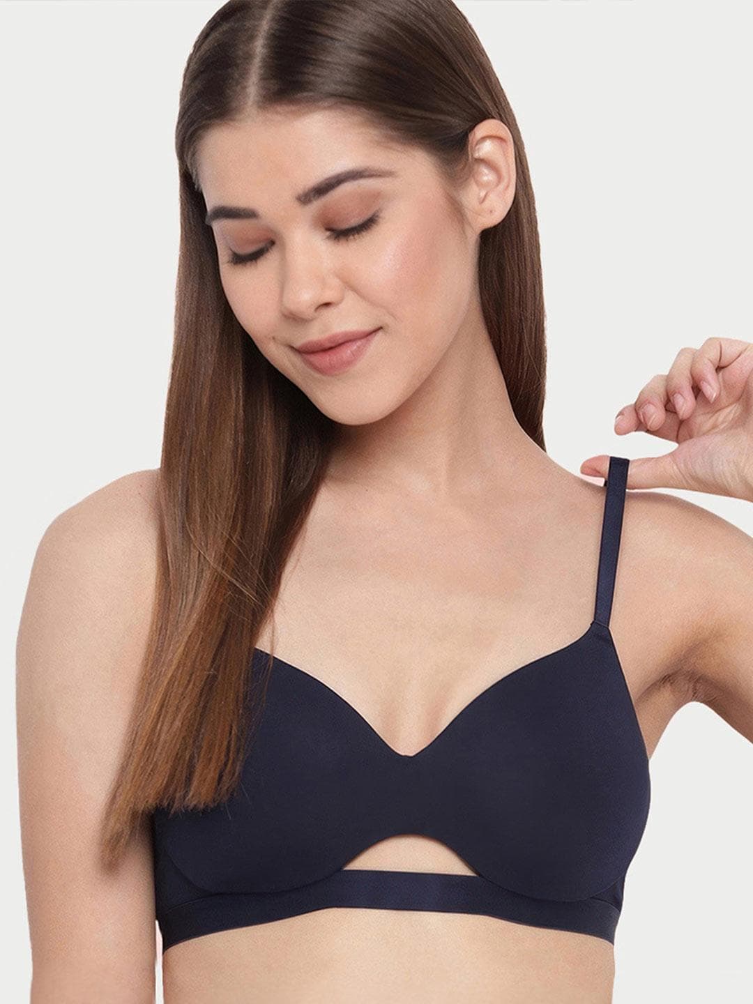 Enamor Padded Non-Wired Medium Coverage Soft Cups and Invisi Neckline Cotton T-Shirt Bra
