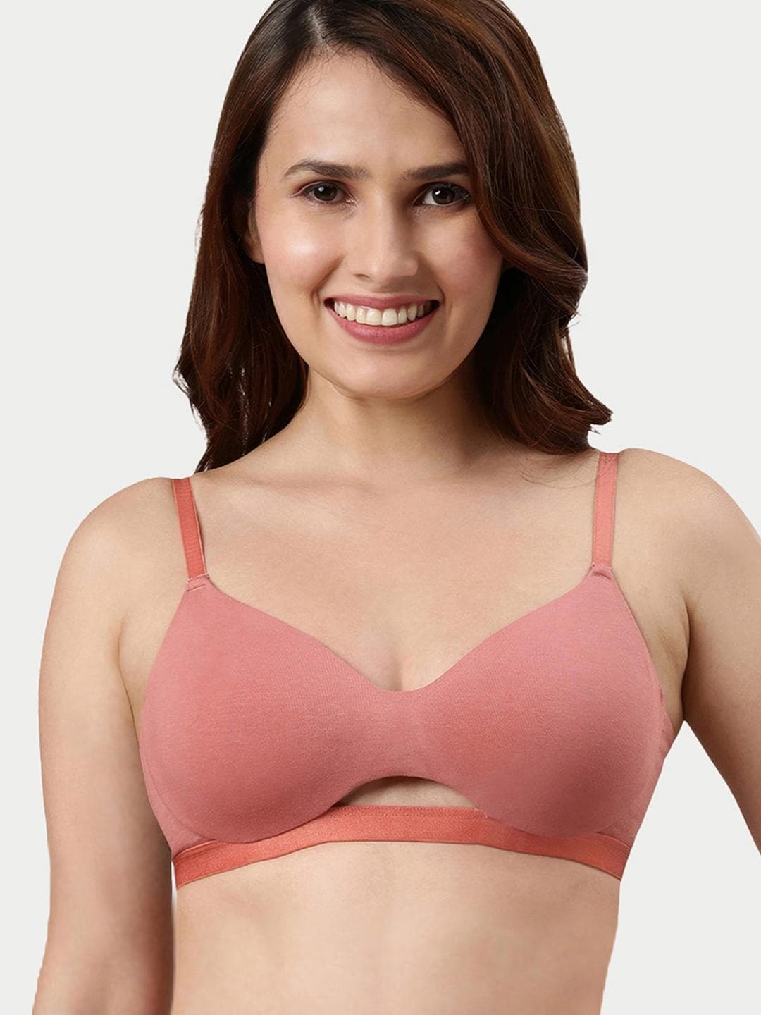 Enamor Padded Non-Wired Medium Coverage Soft Cups and Invisi Neckline Cotton T-Shirt Bra