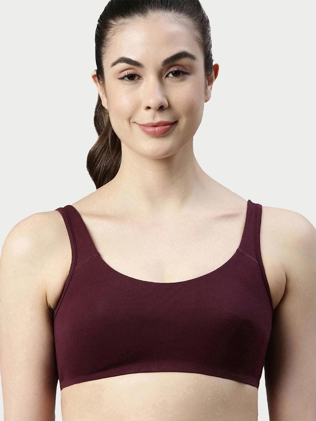 Enamor Non-Padded Wirefree & High Coverage Low Impact Sports Bra Sb06