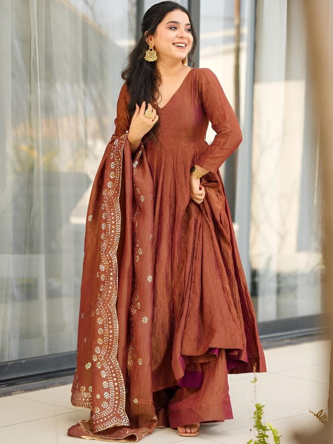 Anushansa Women Regular Kurta with Palazzos & With Dupatta