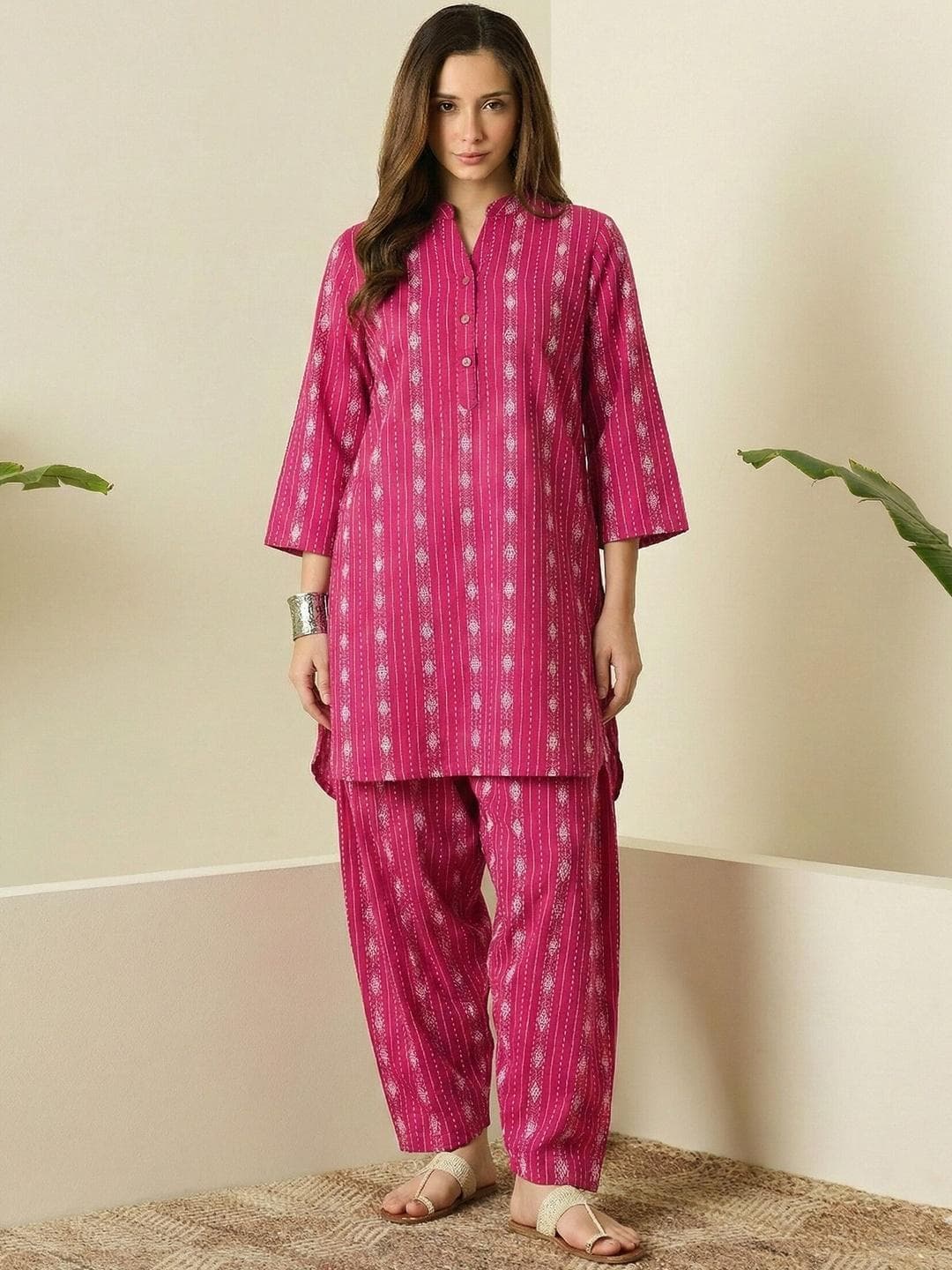 InWeave Women Ethnic Motifs Printed Regular Pure Cotton Kurta with Patiala