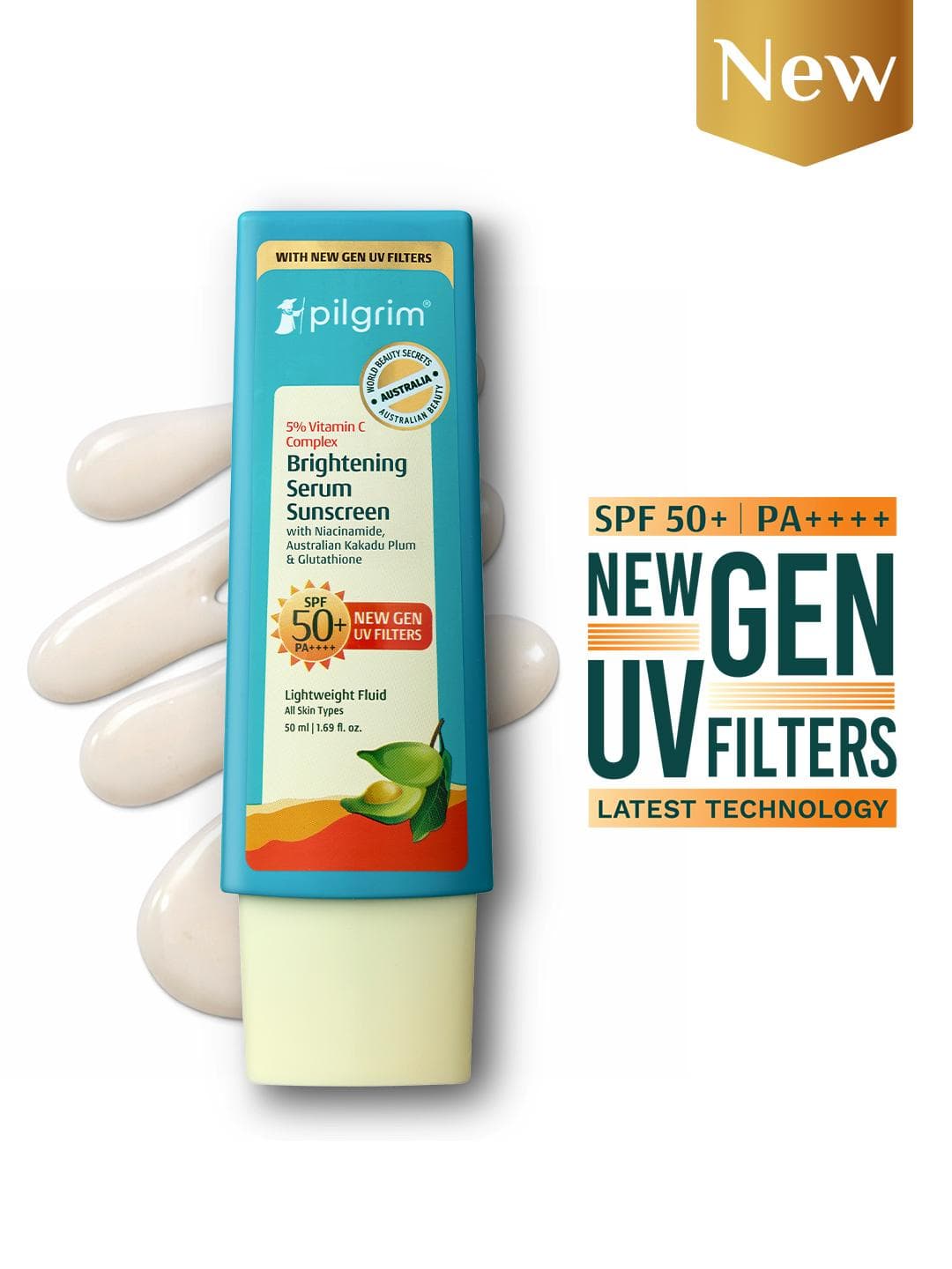 Buy Pilgrim 5% Vitamin C Complex Brightening Serum Sunscreen SPF 50+ PA++++ 50 Ml - - Personal Care for Unisex
