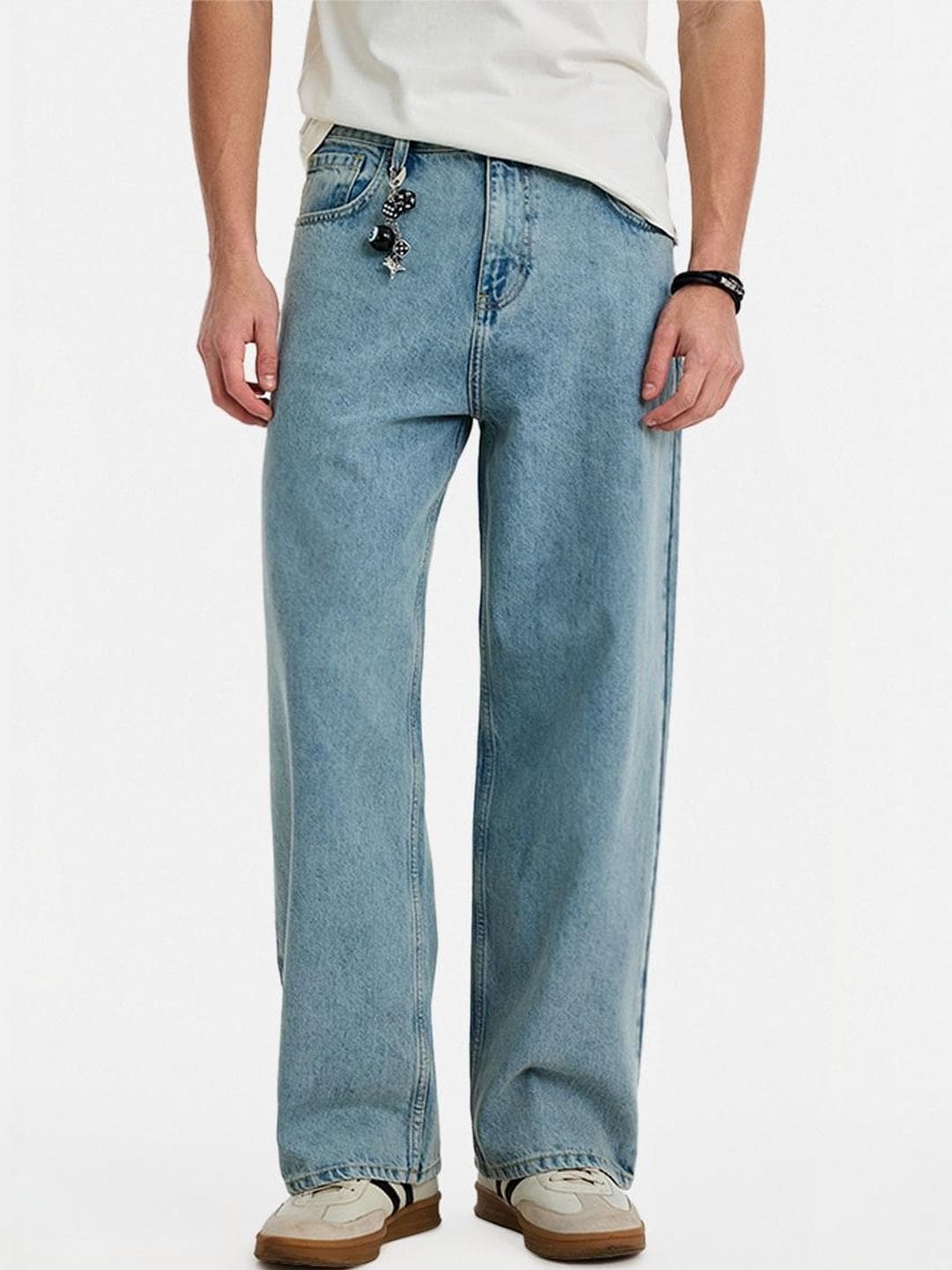 Snitch Ice Blue Mid-Rise Baggy Jeans