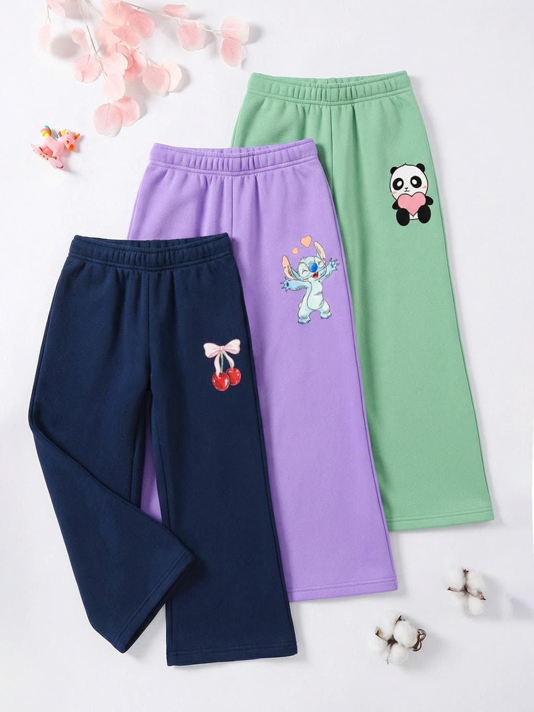 HELLCAT Girls Pack of 3 Regular Fit Graphic Print Track Pants