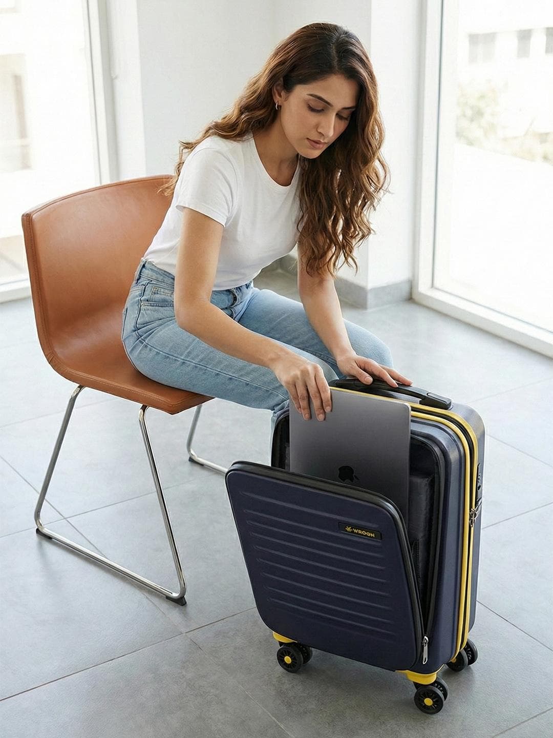 WROGN Textured Hard Cabin Suitcase Trolley Bag- 50L