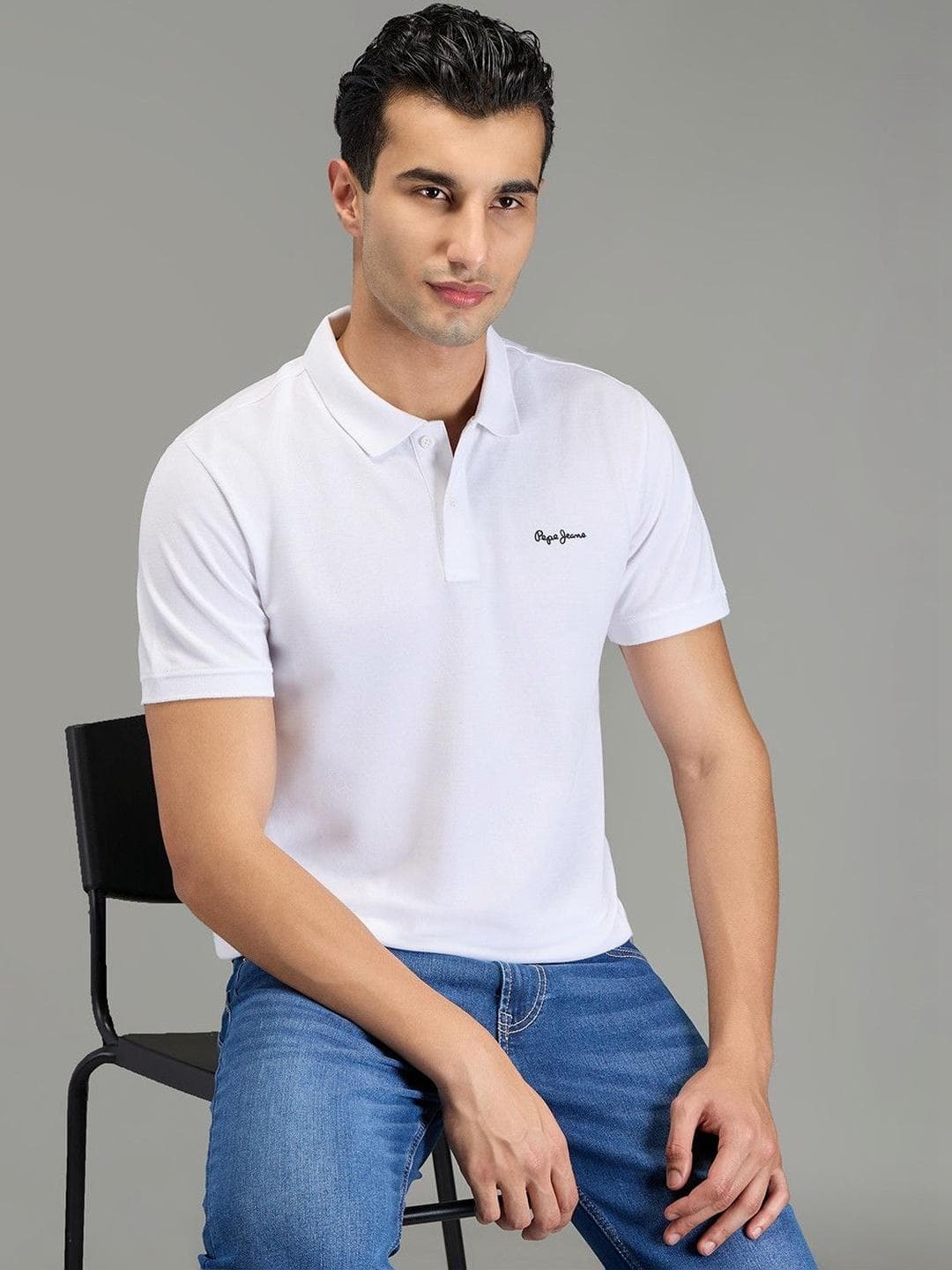 Pepe Jeans Men Brand Logo Polo Collar Pockets T-shirt