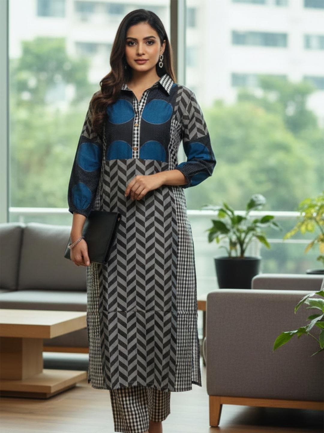 Varanga Women Printed Regular Chanderi Silk Kurta with Trousers