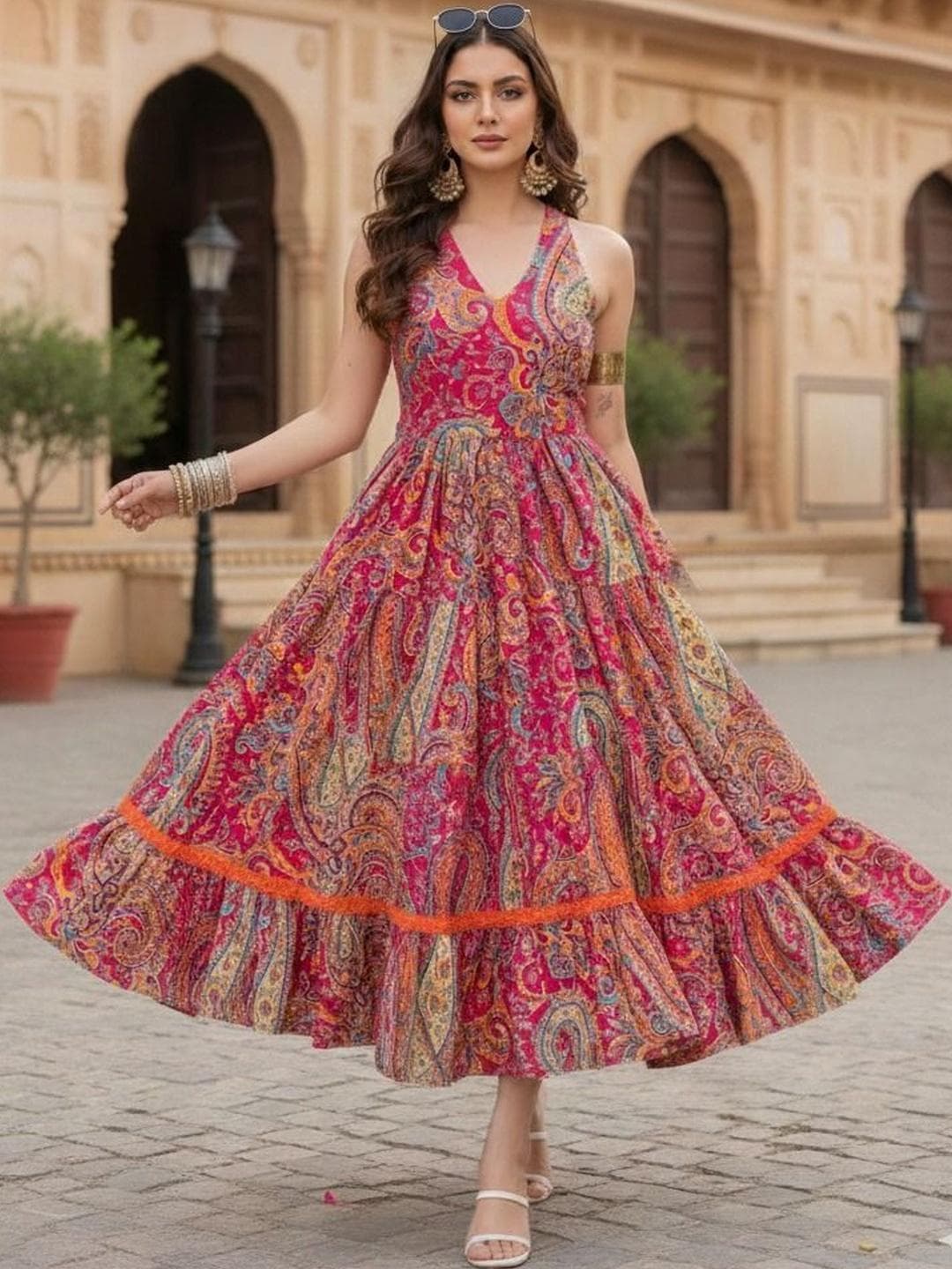 Demirner Women Floral Printed Anarkali Kurta