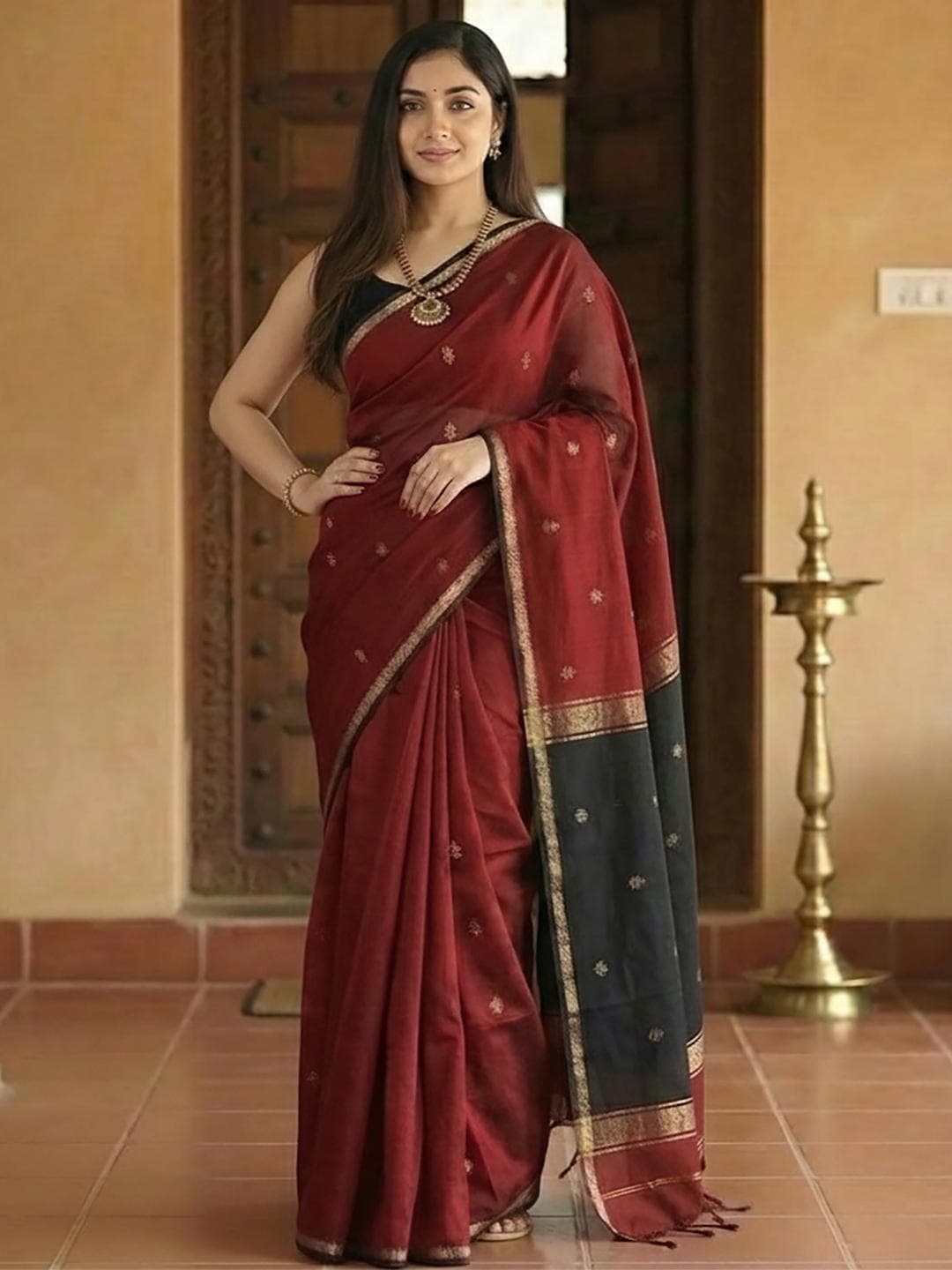 Mitera Ethnic Motifs Zari Kanjeevaram Saree