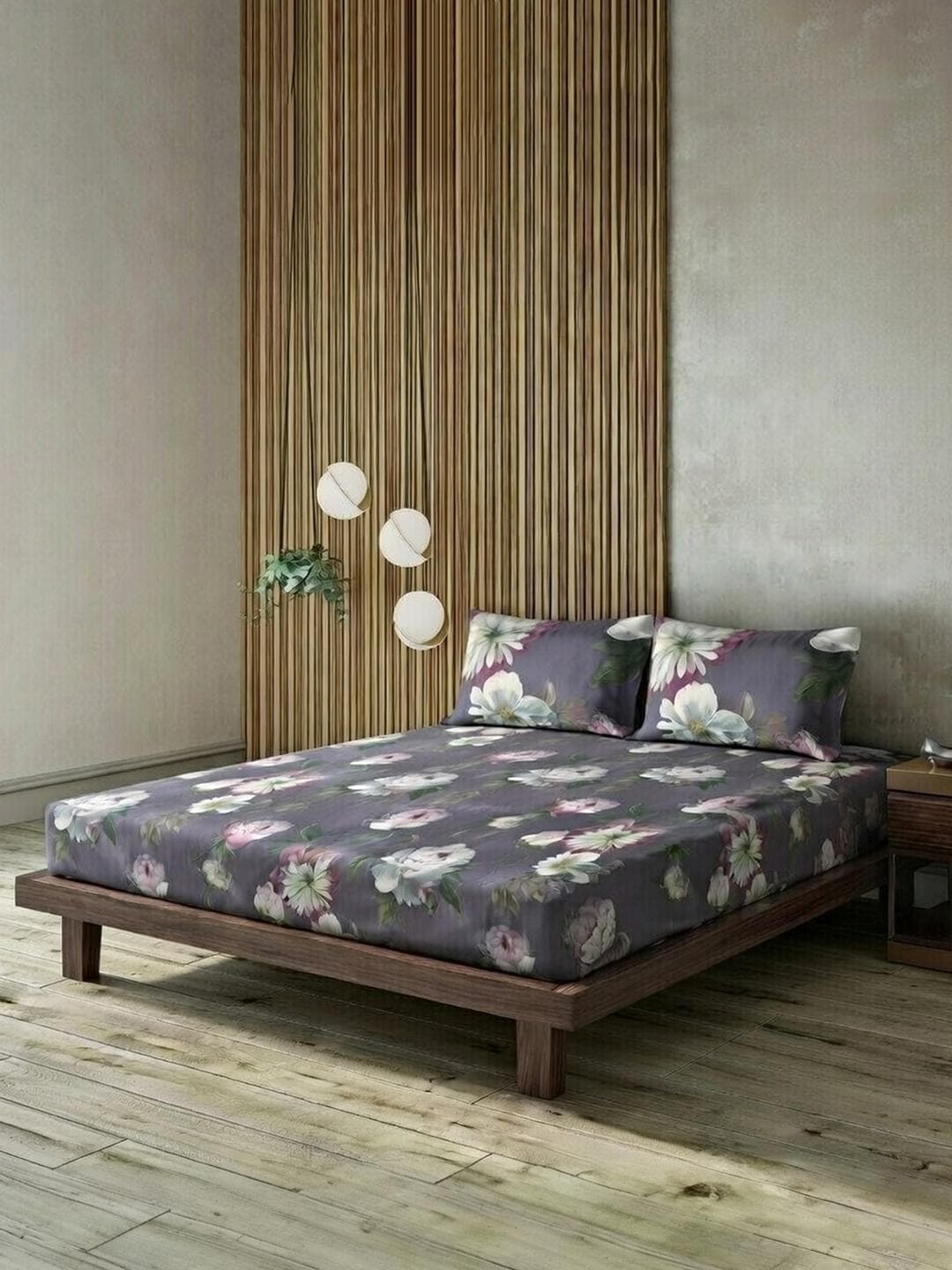 DDecor Blue Pure Cotton Floral 145TC Queen Flat Bedsheet with 2 Pillow Covers