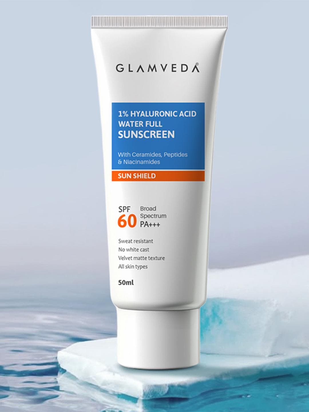 GLAMVEDA Hyaluronic Acid Sunscreen SPF 60 PA+++ Niacinamide - 50ml