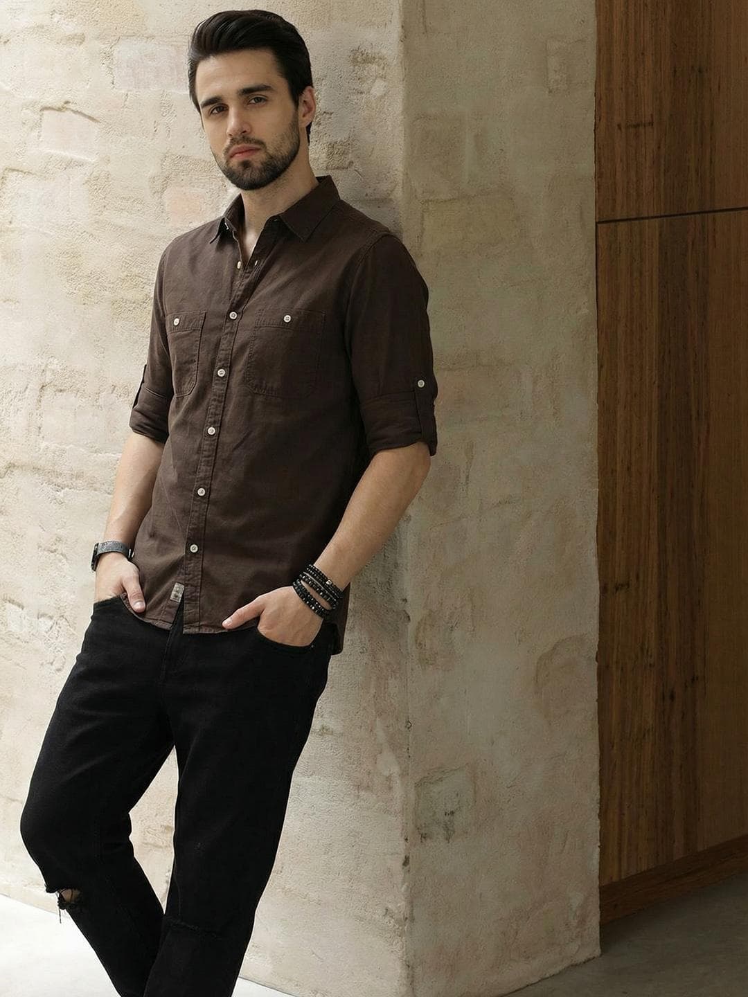 Roadster Men Coffee Brown Cotton Casual Shirt