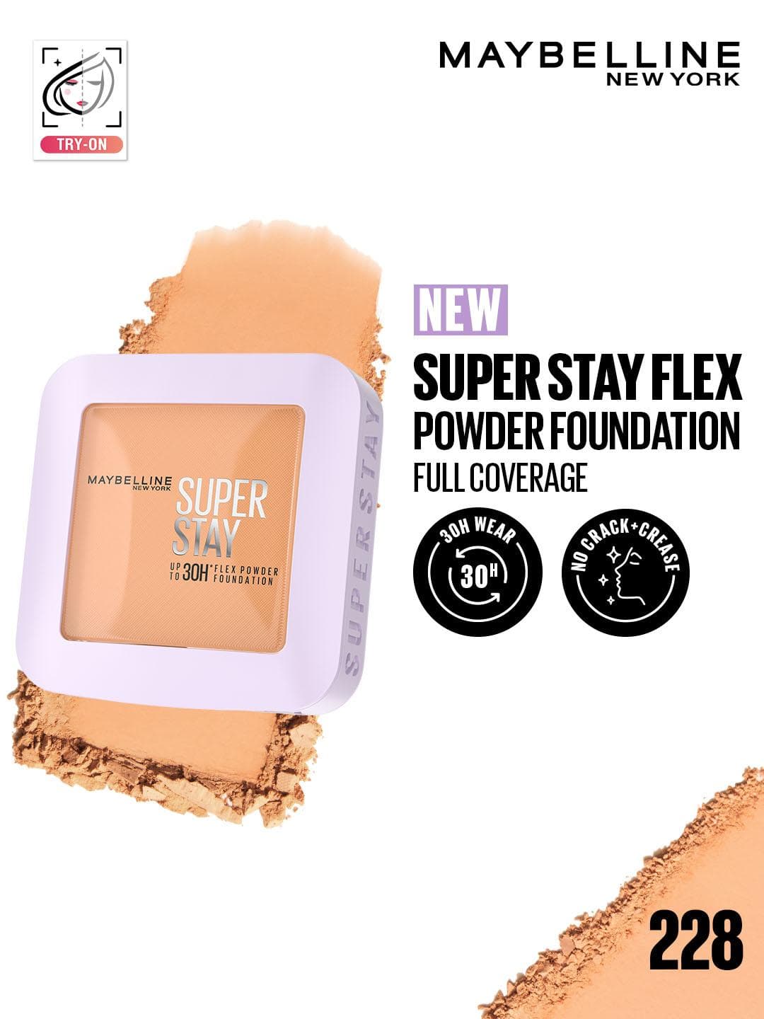 Buy Maybelline New York Super Stay Flex 30H Wear Powder Foundation Compact For Oily Skin 228 - - Personal Care for Women