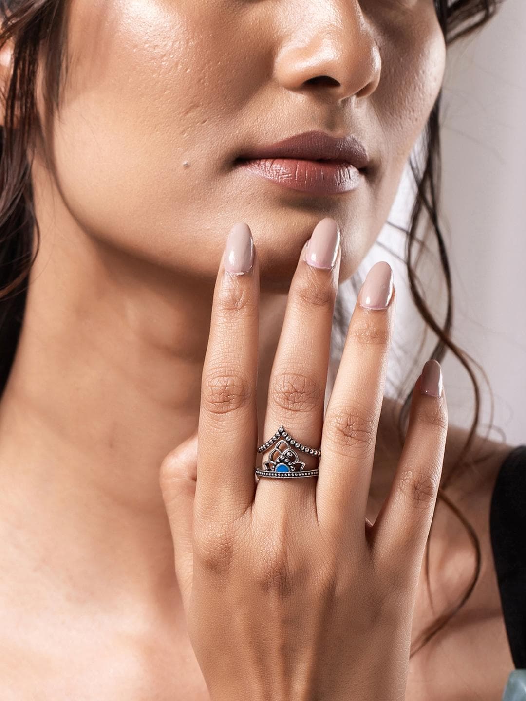 Buy Boho Tribe Mystic Flora Oxidised Stackable Rings - - Accessories for Women