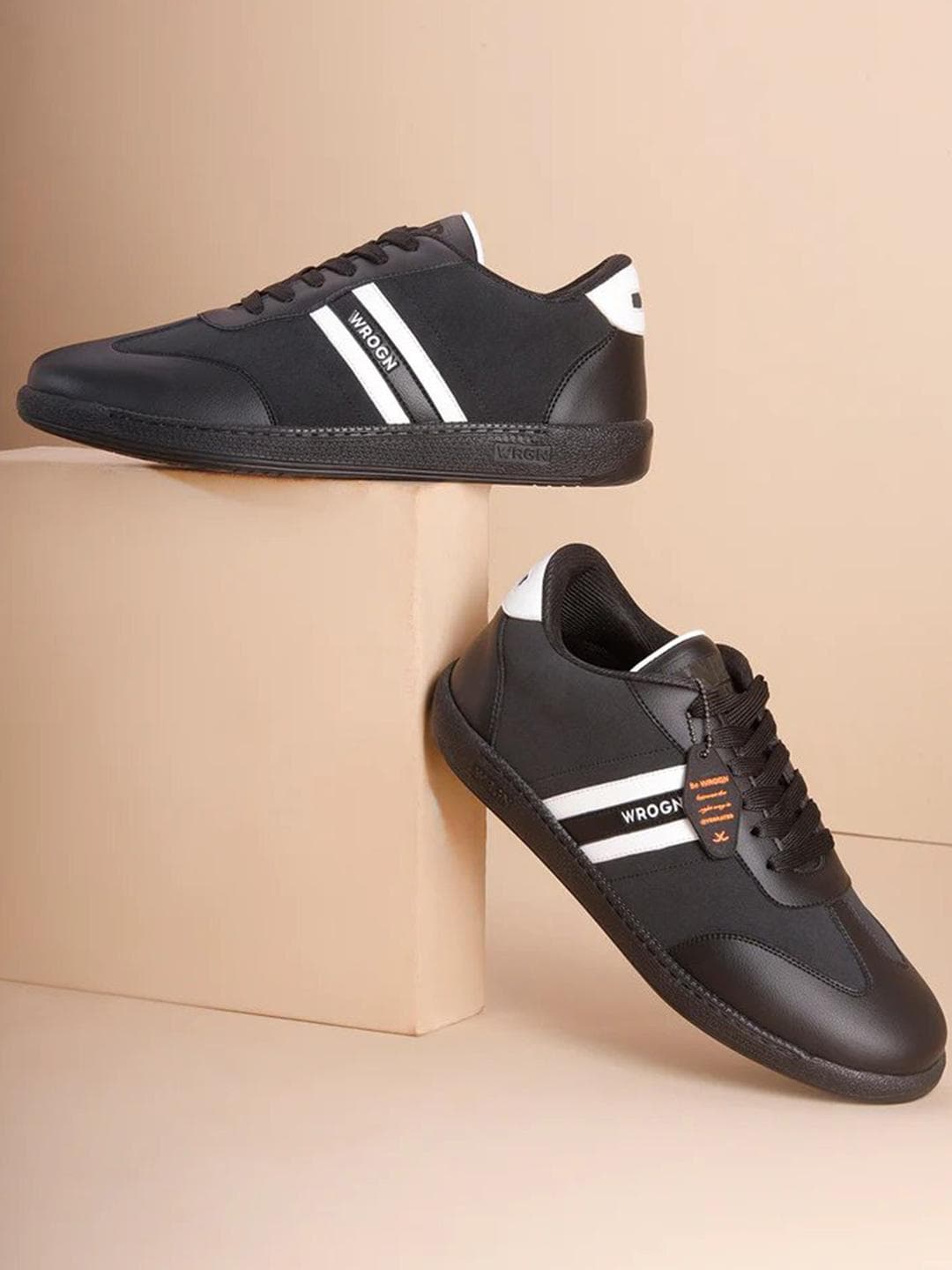 WROGN Men Stripes Round Toe Lace-Ups Sneakers