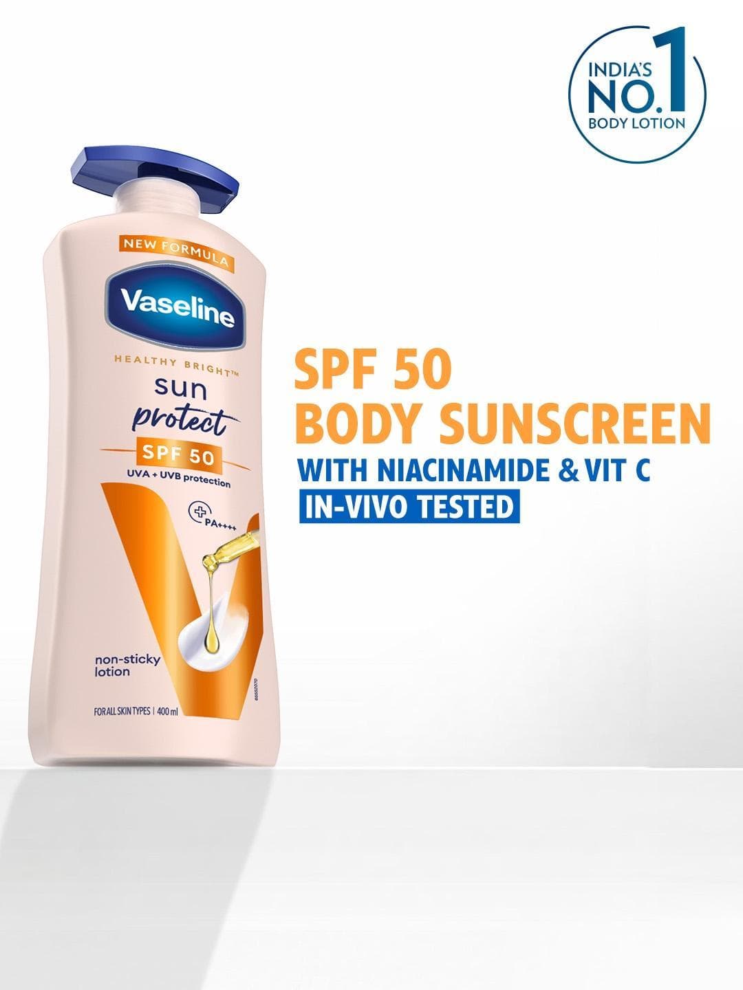 Buy Vaseline Sun Protect SPF 50 PA++++ Lotion UVA + UVB Protection With Niacinamide 400ml - - Personal Care for Unisex
