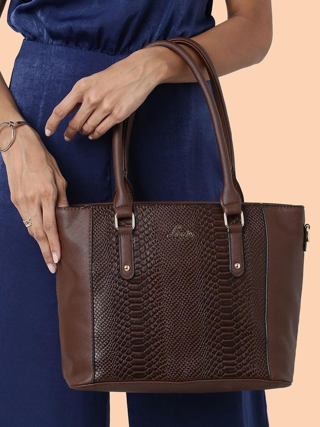 Buy Lavie Horse Brown Textured Shoulder Tote Bag - - Accessories for Women