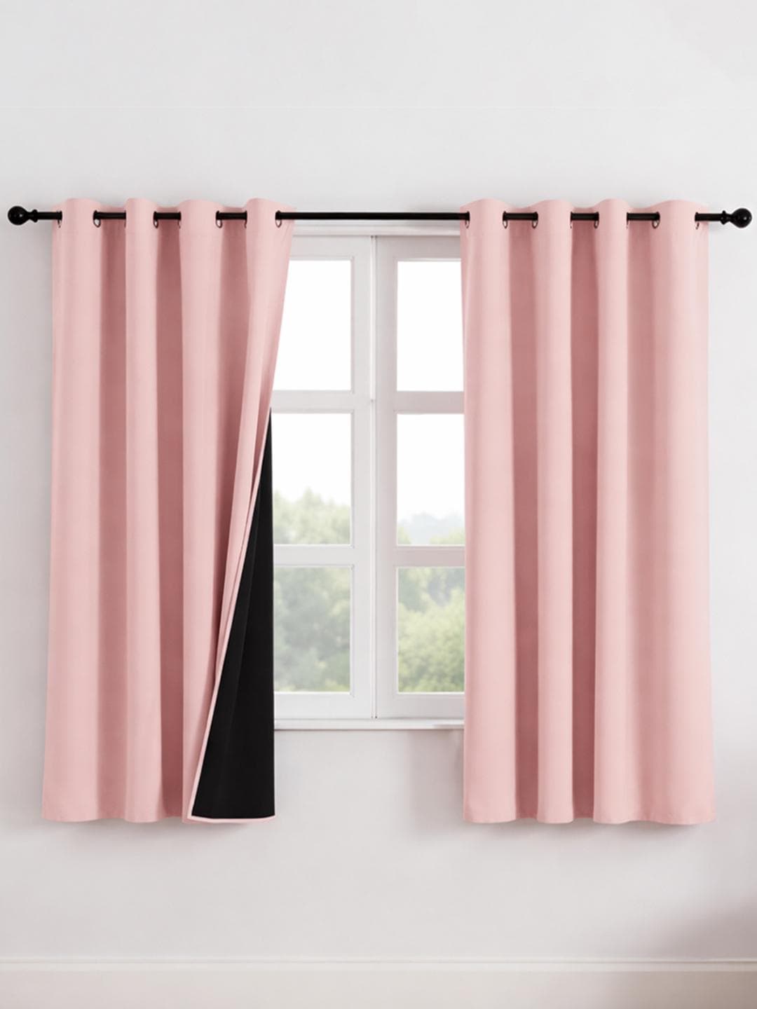 Buy HOMEMONDE Set Of 2 Blackout Solid Polyester Eyelet Long Door Curtains 5 Feet - - Home for Unisex