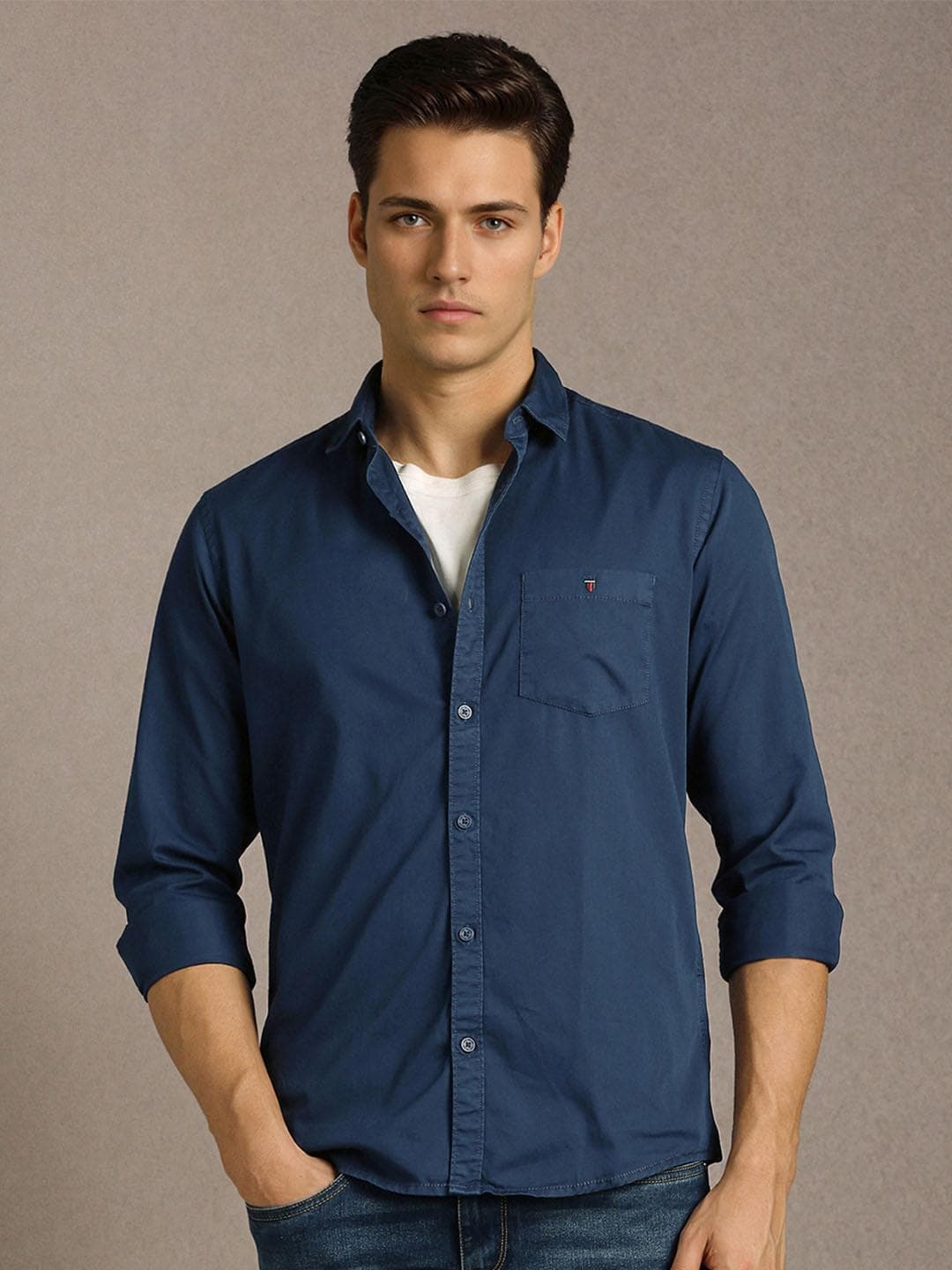 Men Slim Fit Over Dyed Soft Handfeel Full Sleeve Casual Shirt