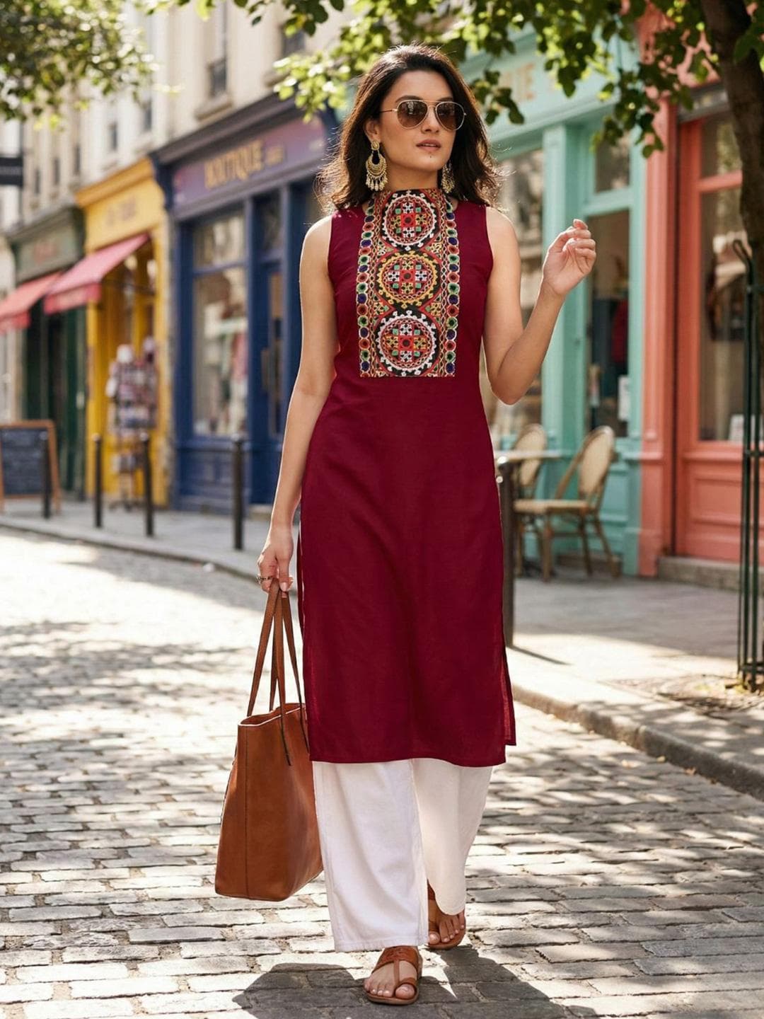 Youthnic Women Ethnic Motifs Embroidered Patchwork Kurta